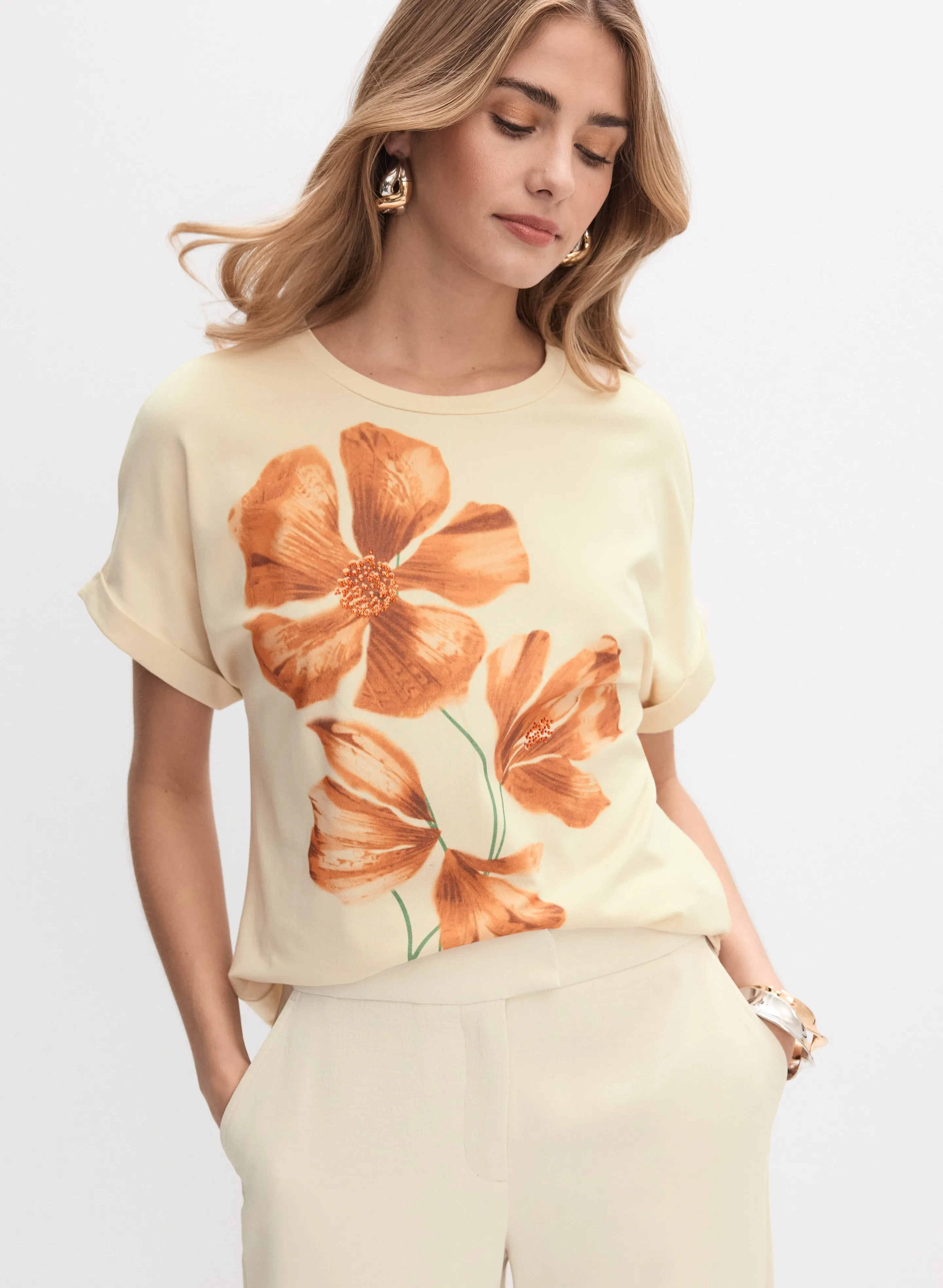 Floral Placement Print T-Shirt sold by Melanie Lyne