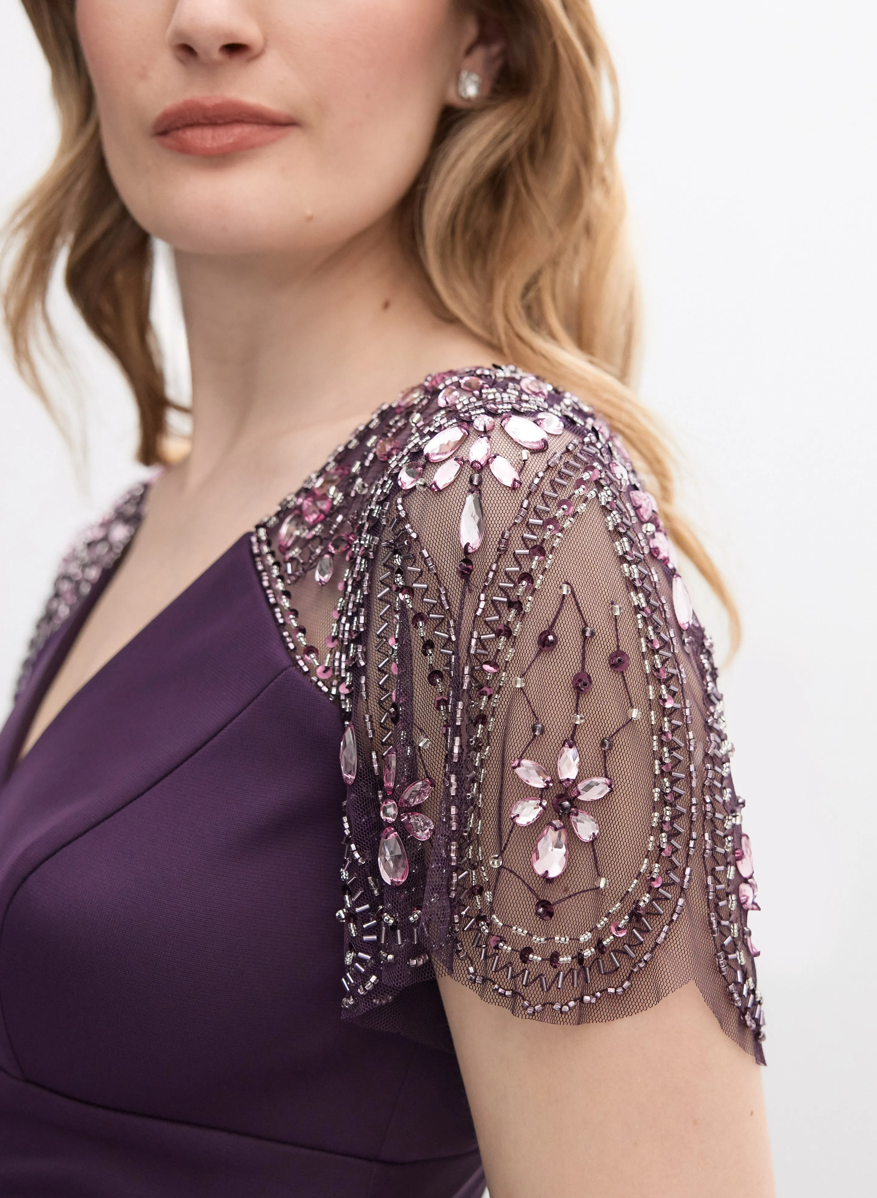 Beaded Flutter Sleeve Dress sold by Melanie Lyne product image thumbnail 5