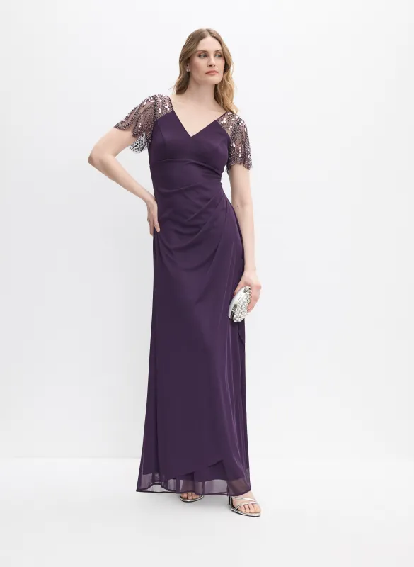 Beaded Flutter Sleeve Dress made by Melanie Lyne