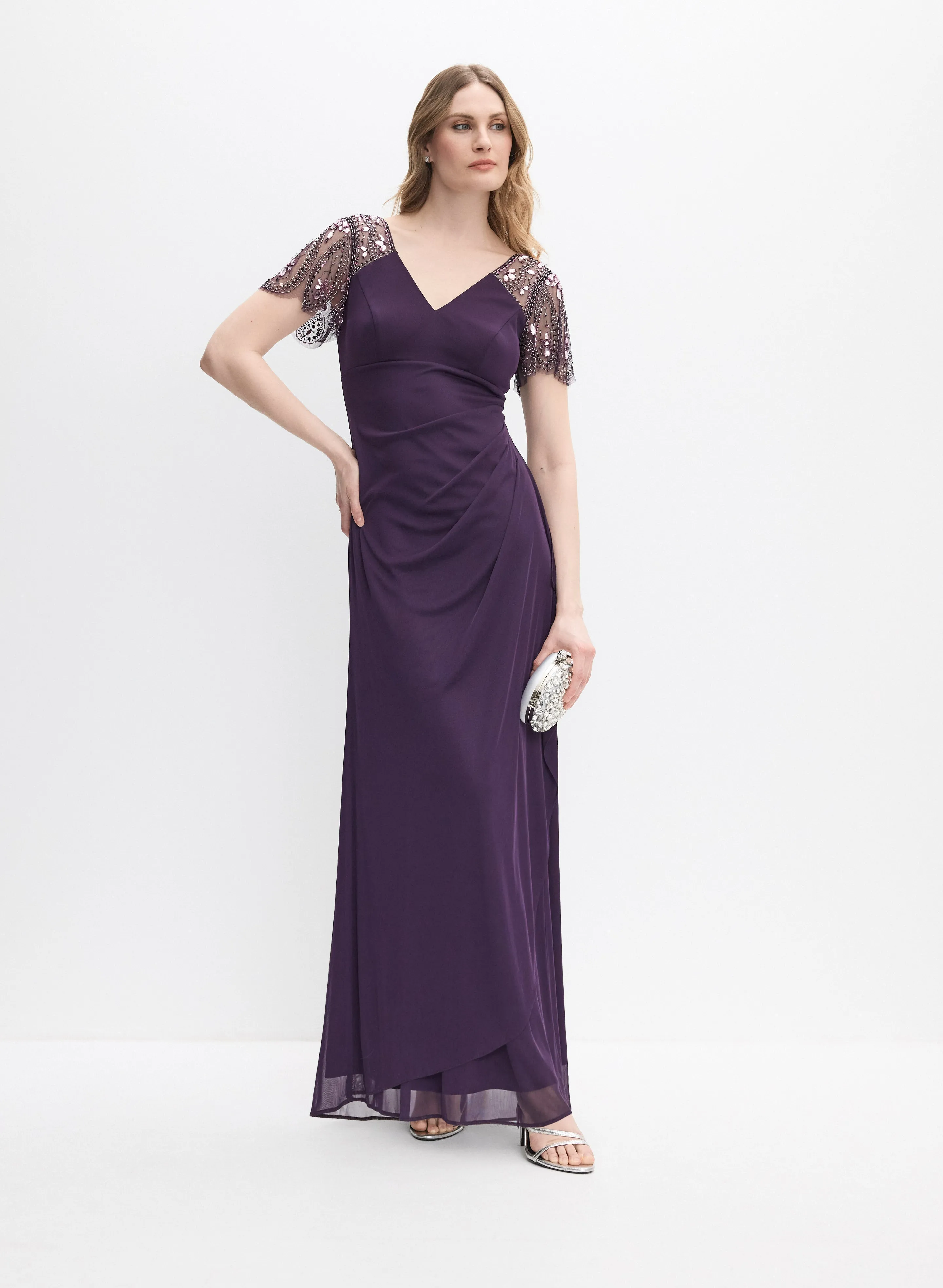 Beaded Flutter Sleeve Dress sold by Melanie Lyne