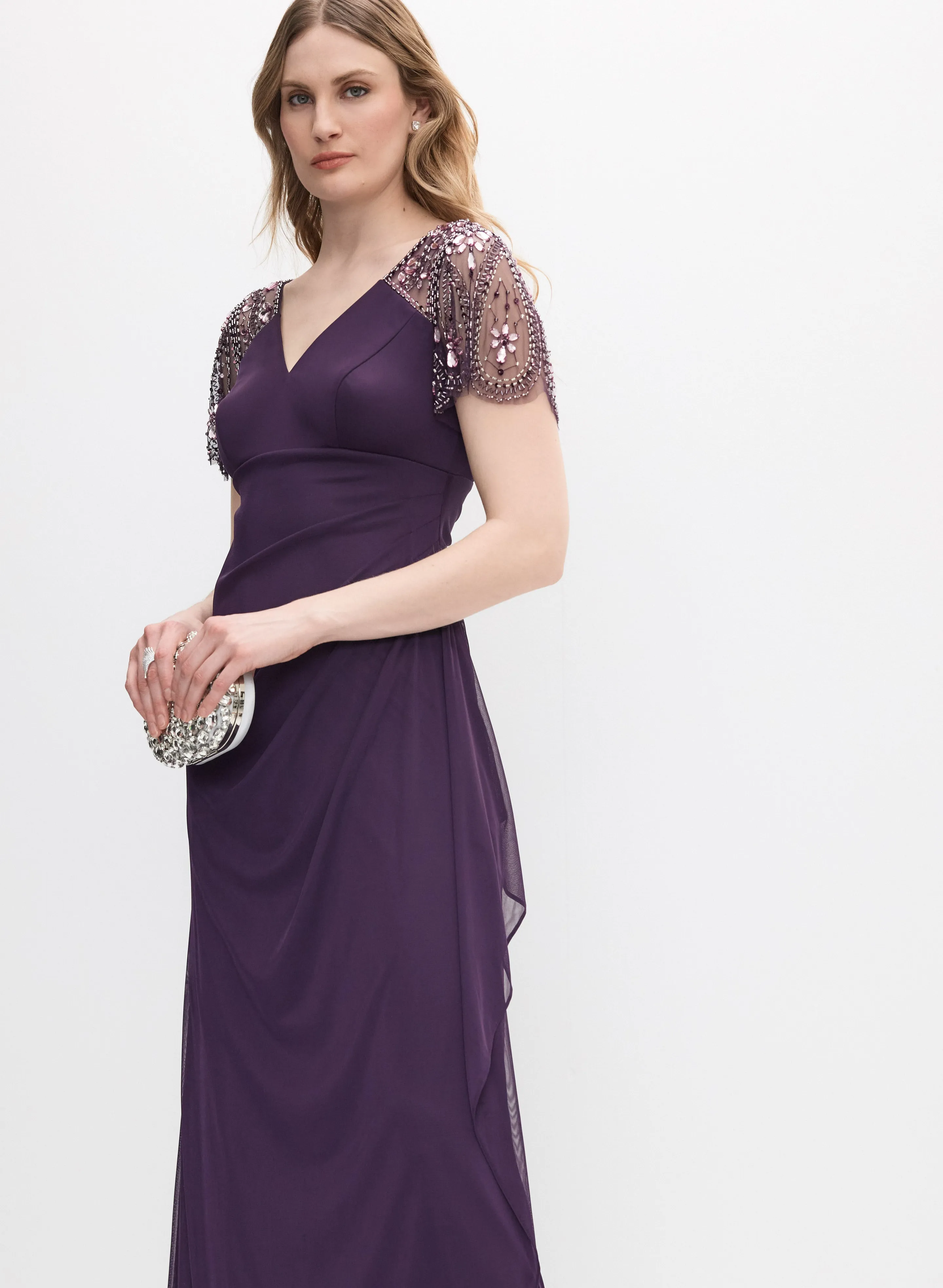 Beaded Flutter Sleeve Dress sold by Melanie Lyne product image thumbnail 4