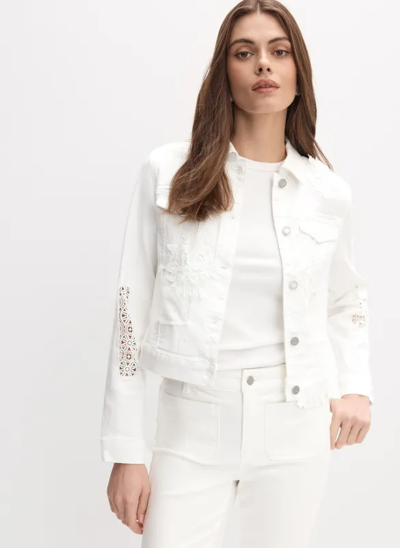 Joseph Ribkoff - Embroidered Detail Jean Jacket made by Melanie Lyne