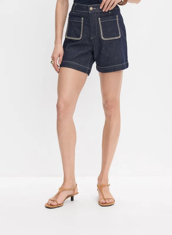 Denim Contrast Stitch Shorts made by Melanie Lyne