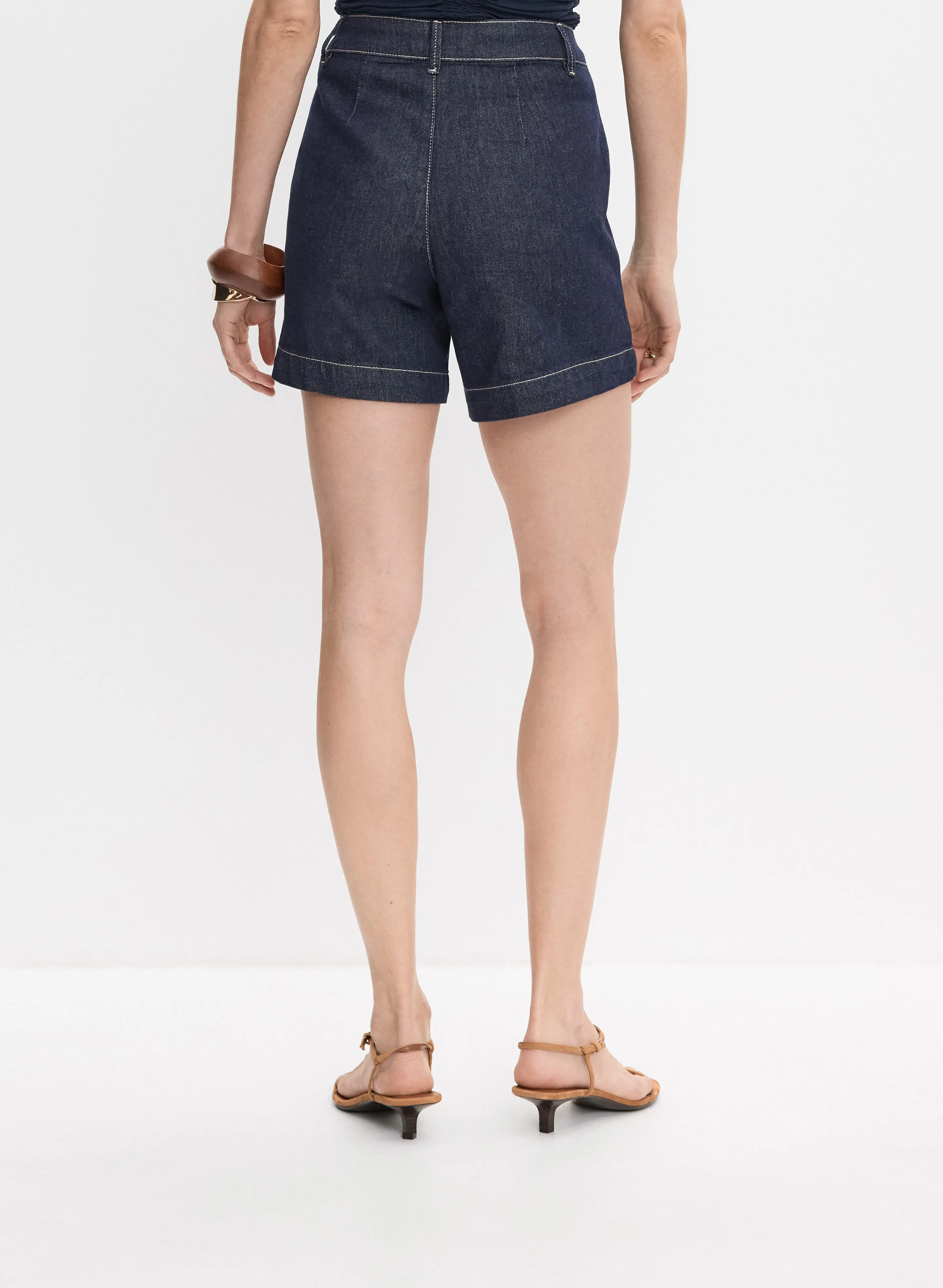 Denim Contrast Stitch Shorts sold by Melanie Lyne product image thumbnail 2