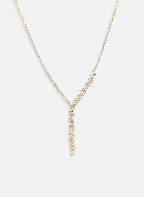 Asymmetric Crystal Y Necklace made by Melanie Lyne
