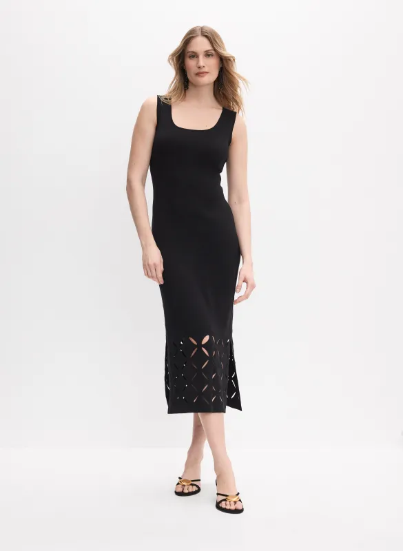 Joseph Ribkoff - Fitted Eyelet Hem Midi Dress made by Melanie Lyne
