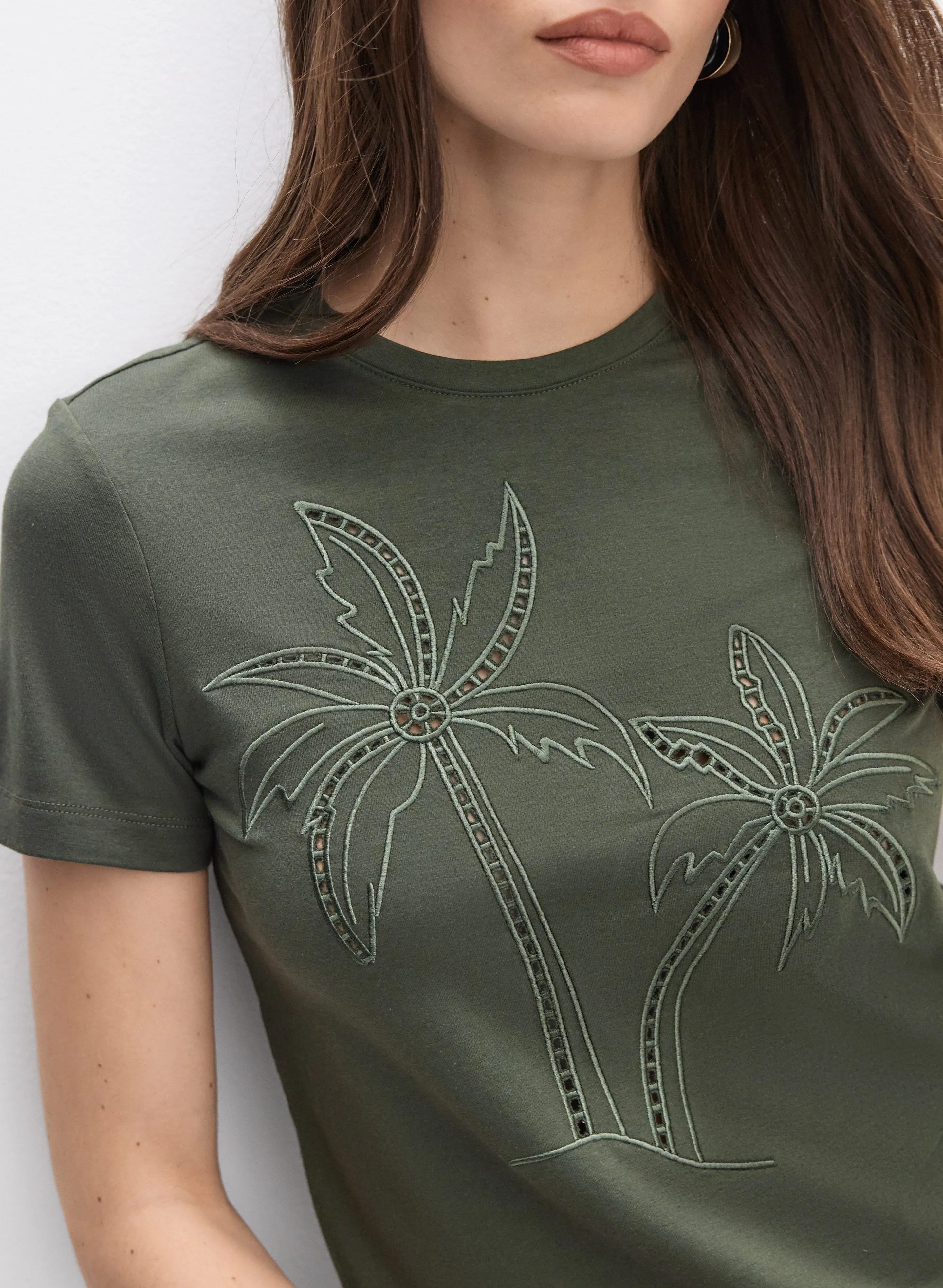 Embroidered Palm T-Shirt sold by Melanie Lyne product image thumbnail 4