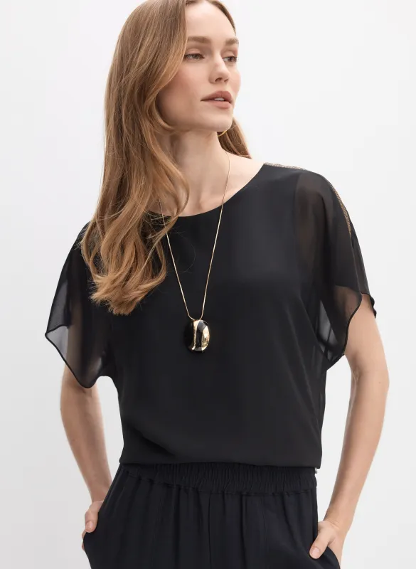 Joseph Ribkoff - Sequin Shoulder Blouse made by Melanie Lyne