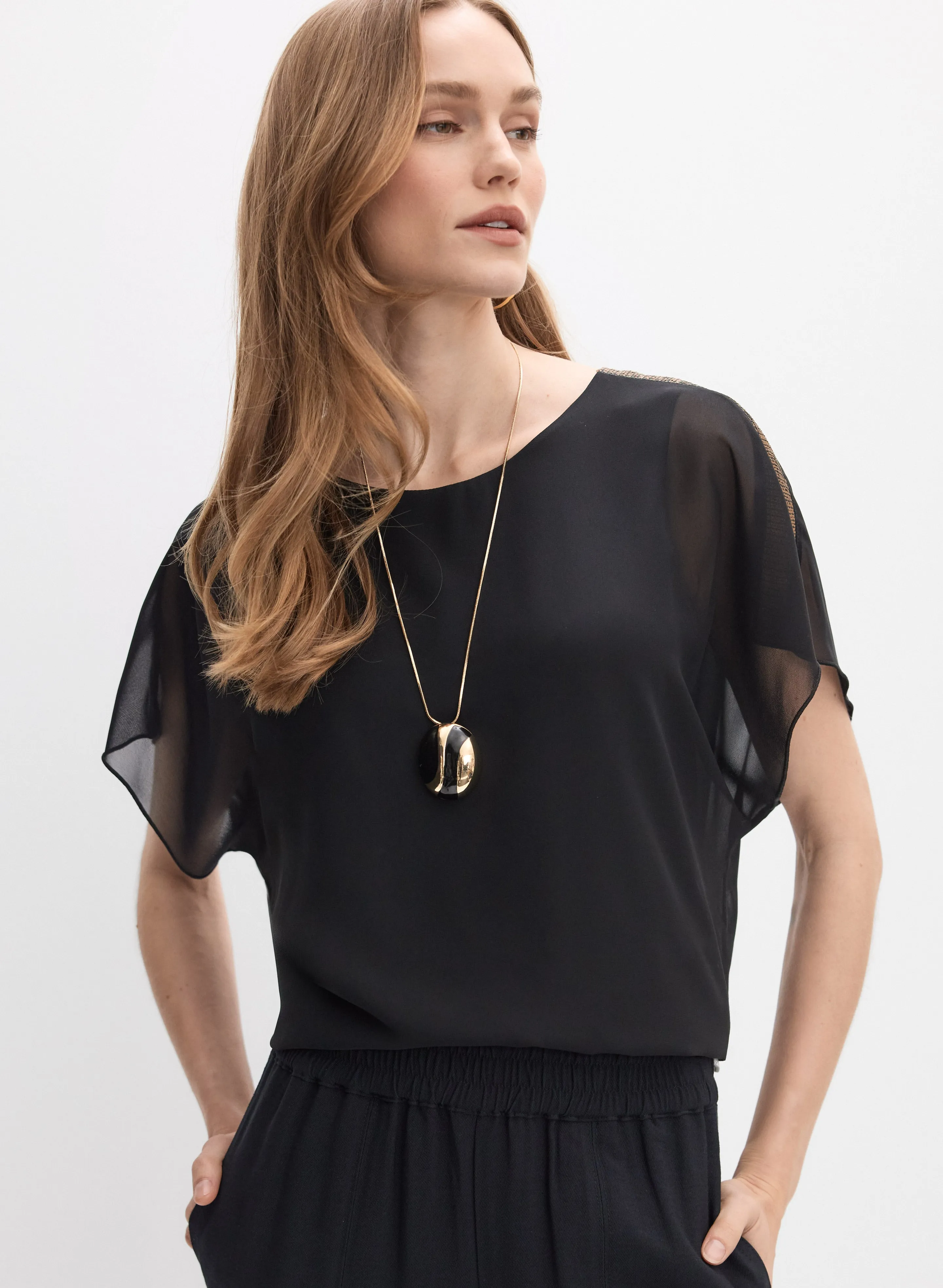 Joseph Ribkoff - Sequin Shoulder Blouse sold by Melanie Lyne