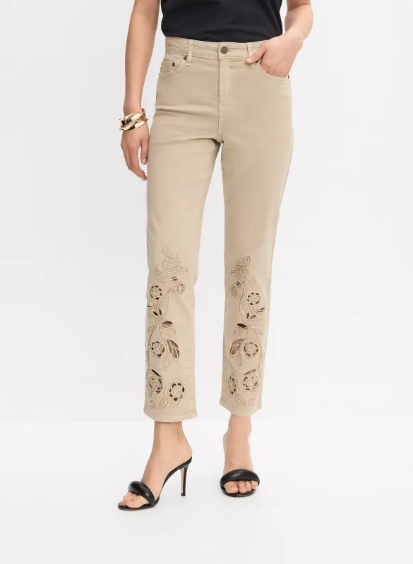 Laser-Cut Floral Jeans made by Melanie Lyne