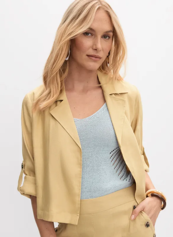 Cropped Linen-Blend Jacket made by Melanie Lyne