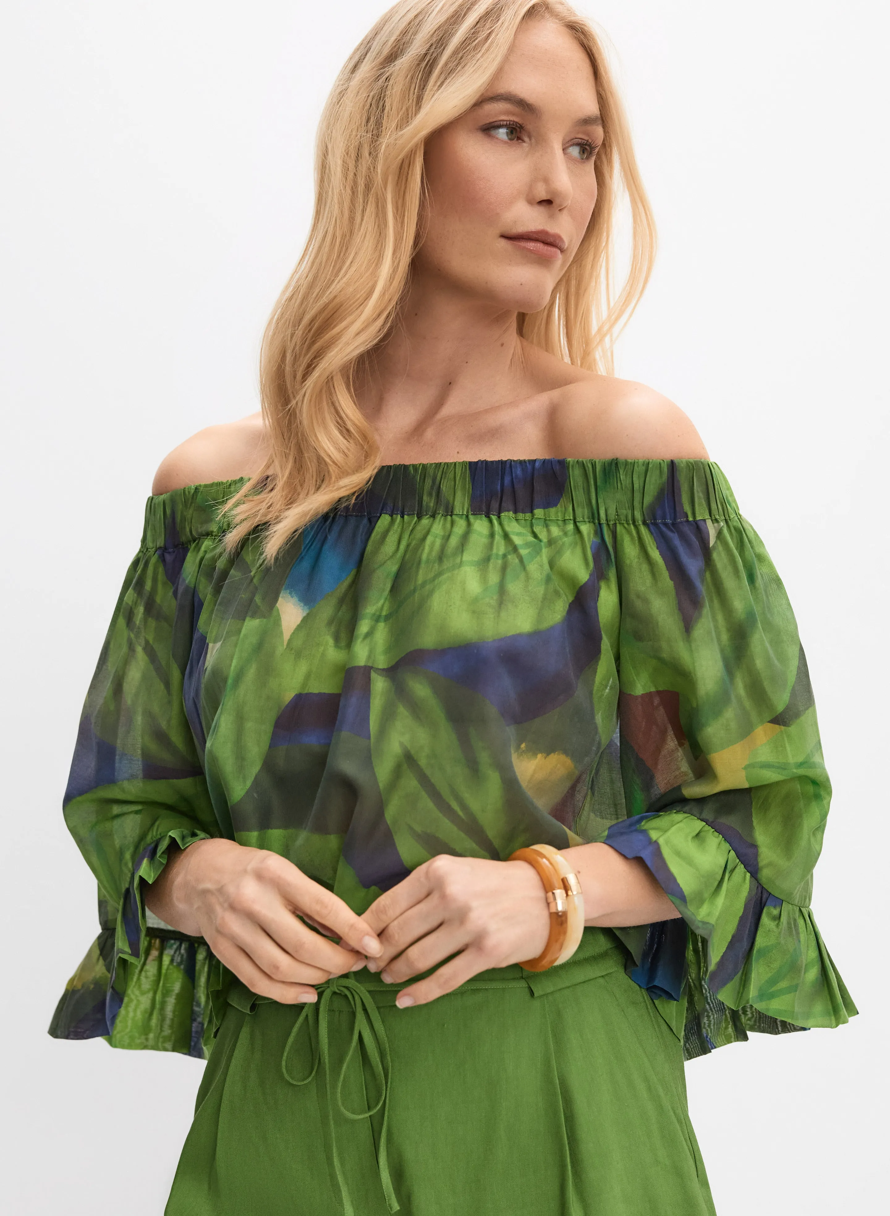 Off-The-Shoulder Printed Blouse sold by Melanie Lyne