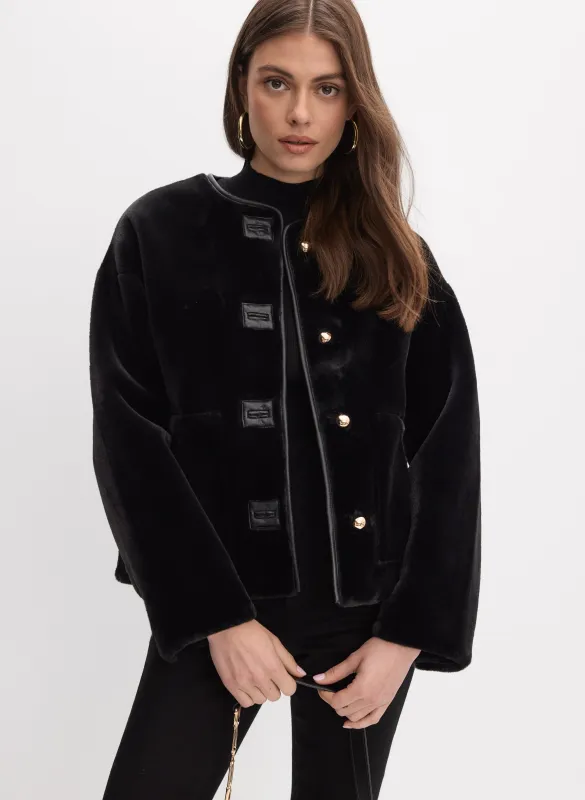 Joseph Ribkoff - Faux-Fur Button-Down Coat made by Melanie Lyne