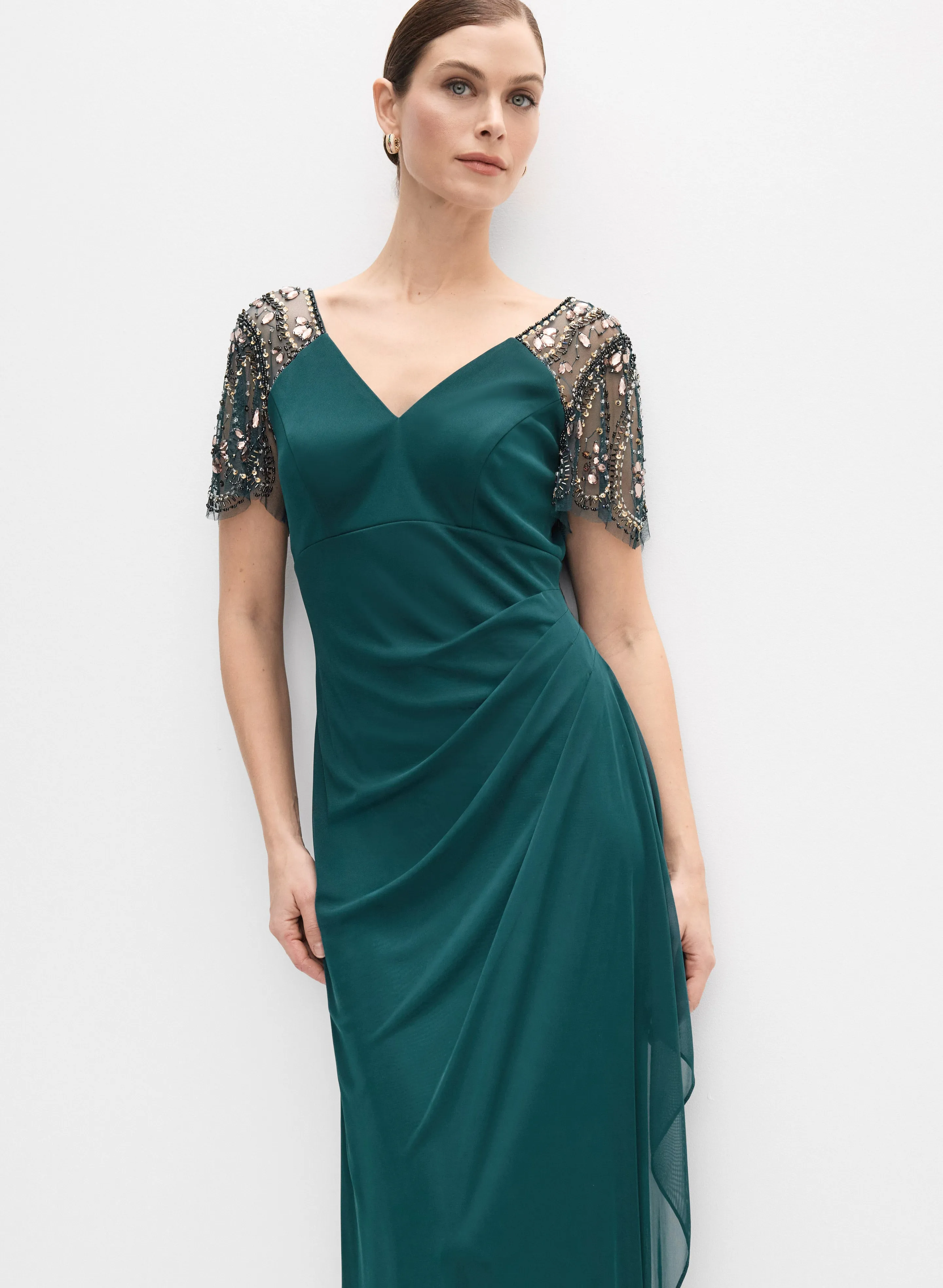 BA Nites - Beaded Flutter Sleeve Dress sold by Melanie Lyne product image thumbnail 4