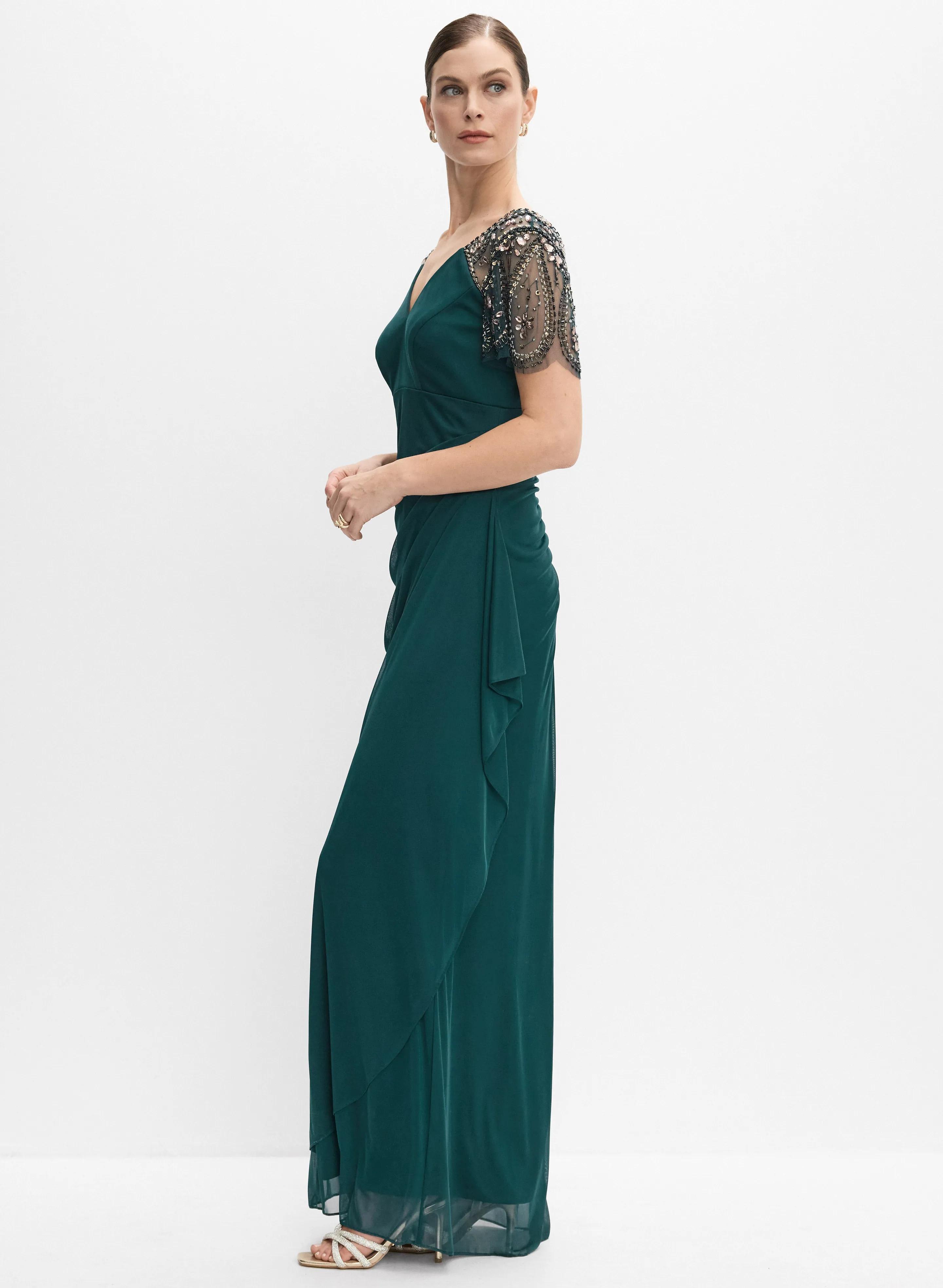 BA Nites - Beaded Flutter Sleeve Dress sold by Melanie Lyne product image thumbnail 2