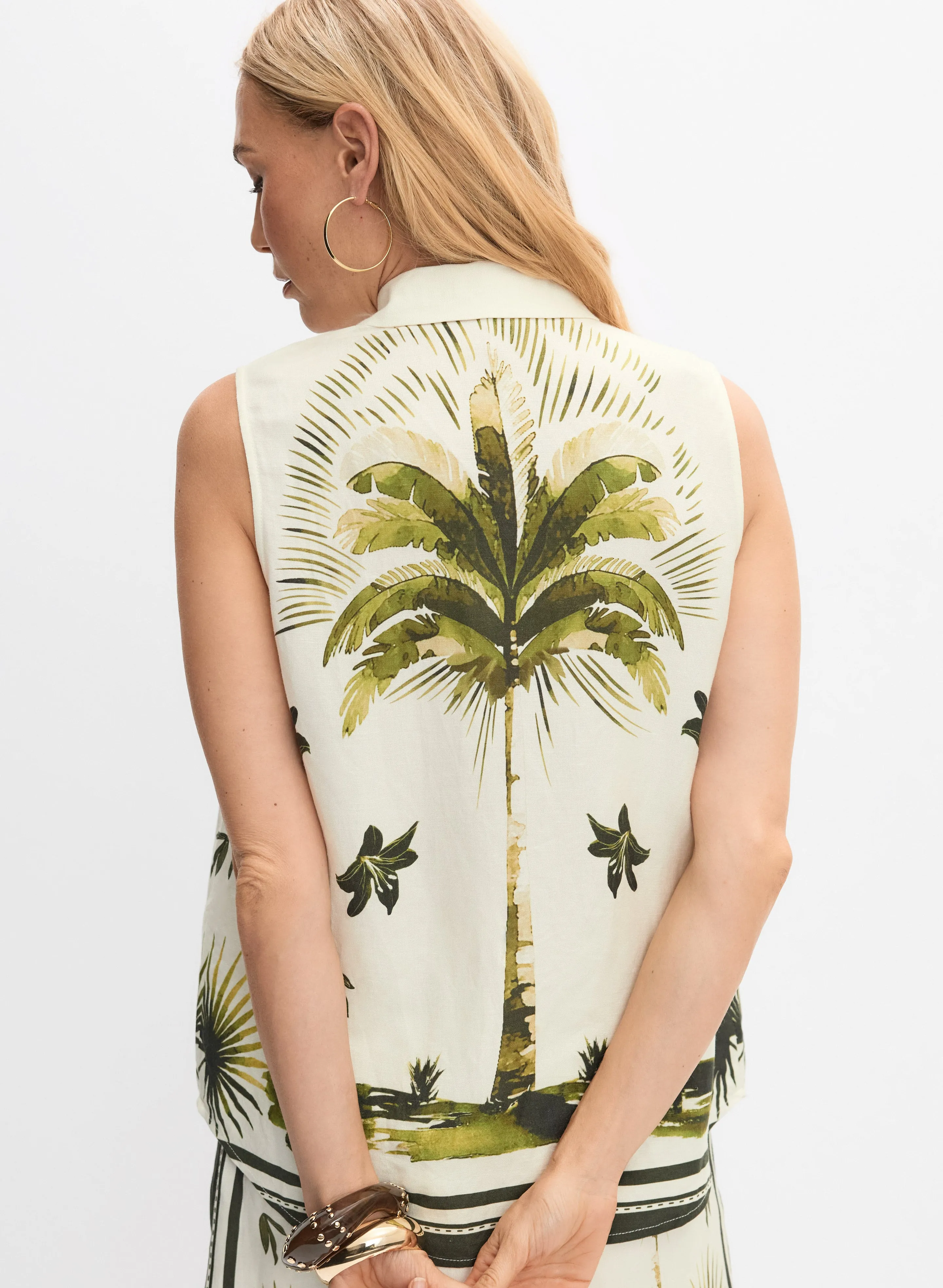 Tropical Linen-Blend Blouse sold by Melanie Lyne product image thumbnail 4