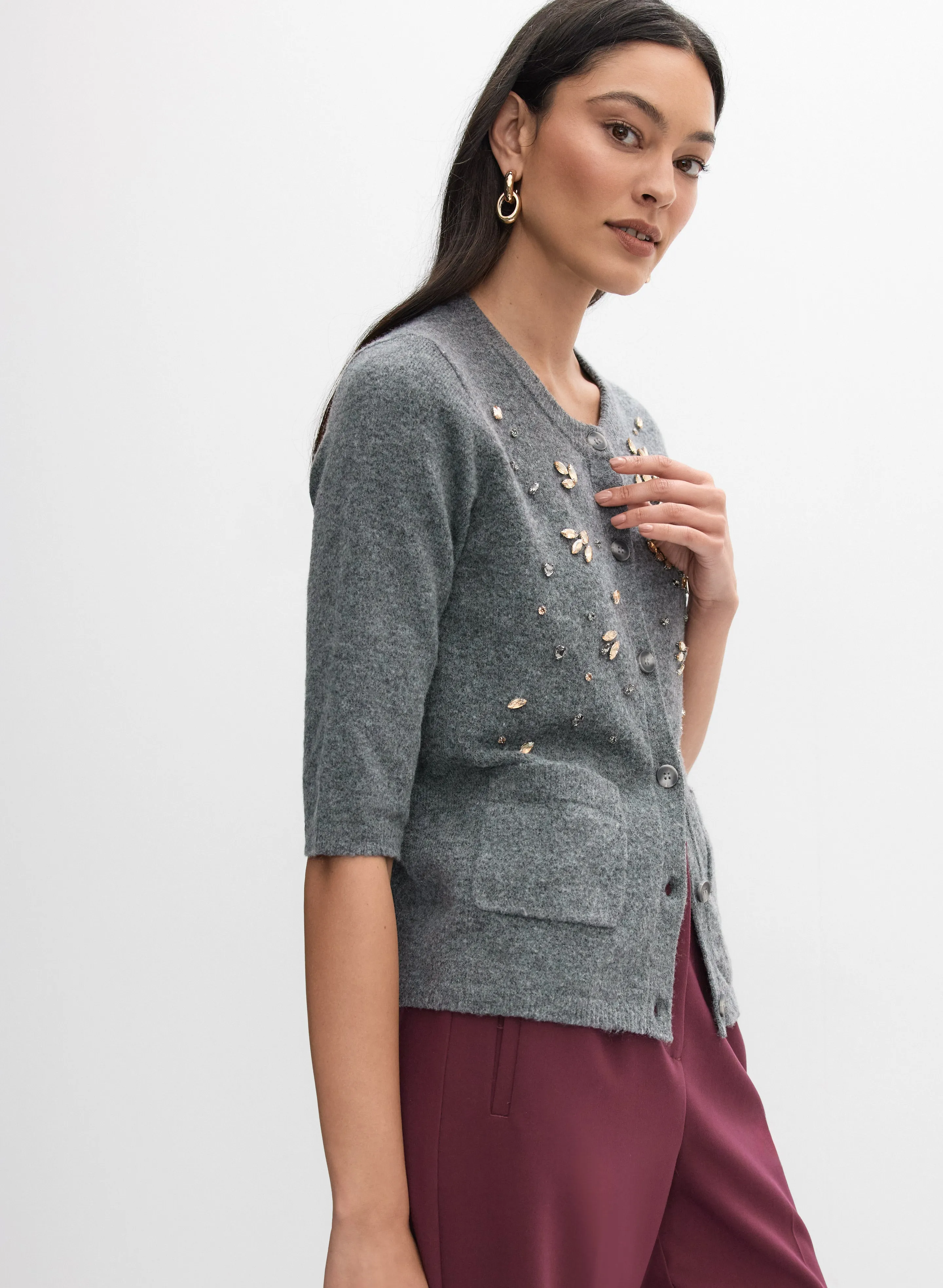 Rhinestone Embellished Knit Cardigan sold by Melanie Lyne product image thumbnail 2