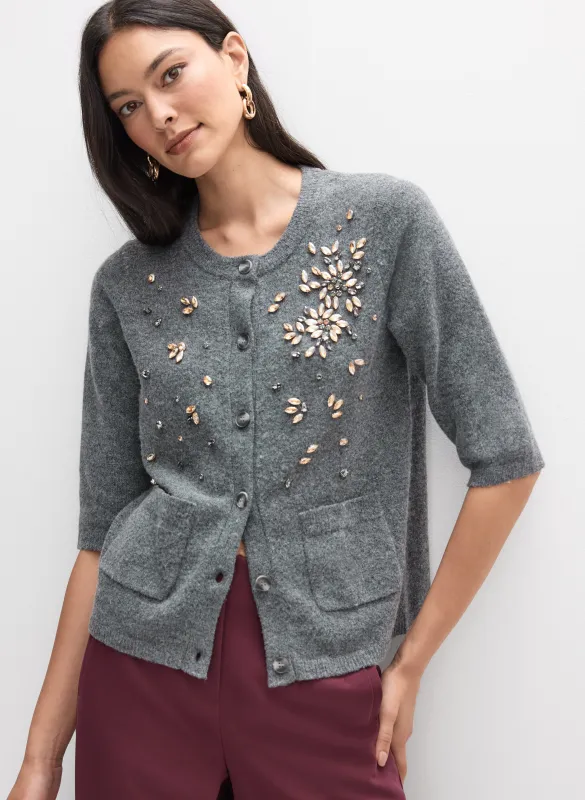 Rhinestone Embellished Knit Cardigan made by Melanie Lyne