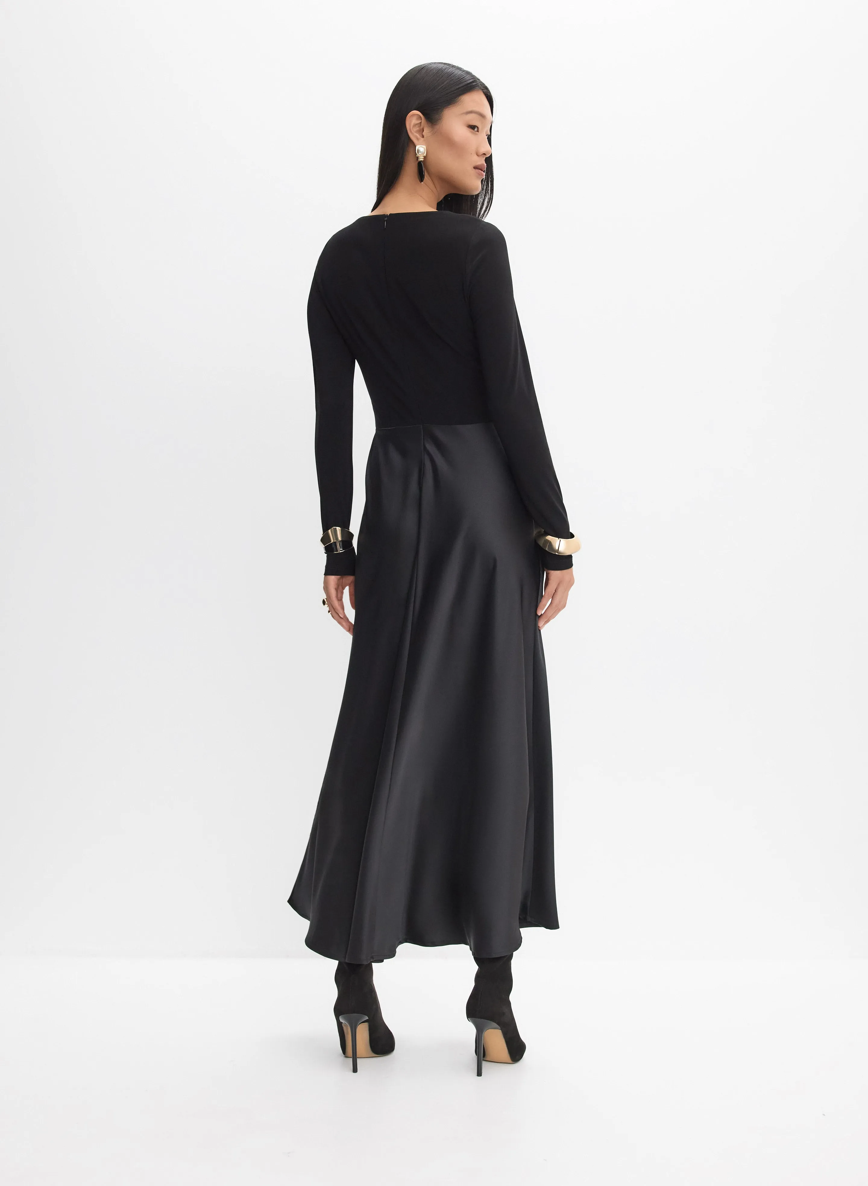Satin-Knit Combination Dress sold by Melanie Lyne product image thumbnail 3