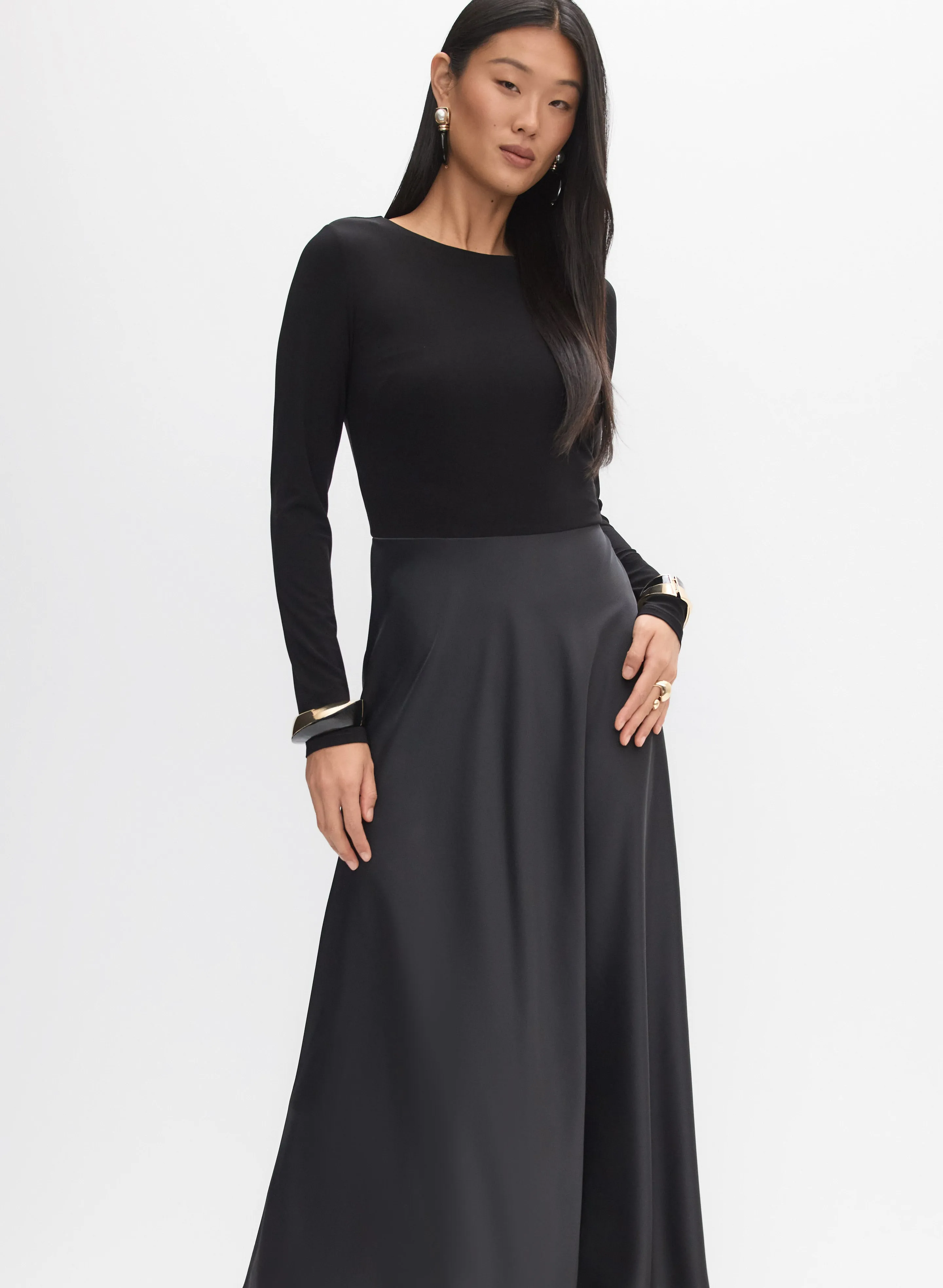 Satin-Knit Combination Dress sold by Melanie Lyne product image thumbnail 4