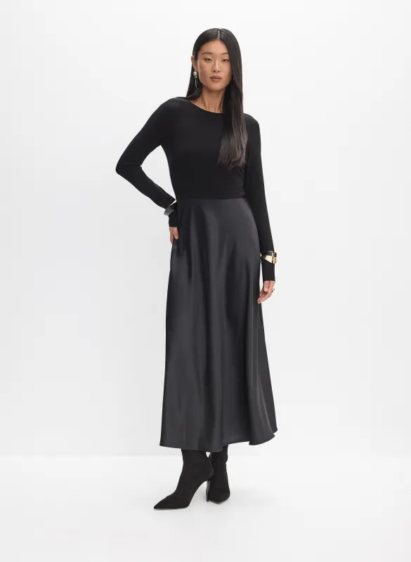 Satin-Knit Combination Dress made by Melanie Lyne