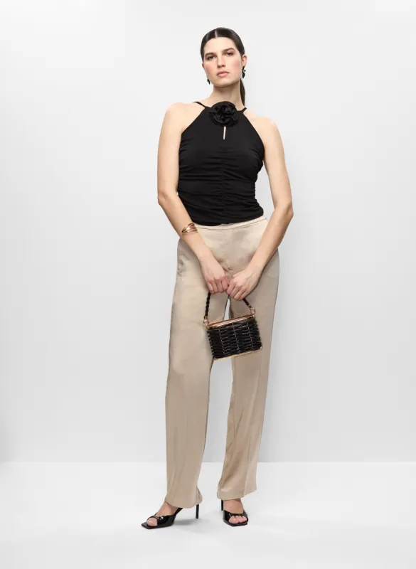 Halter Neck Top & Satin Straight Leg Pants sold by Melanie Lyne