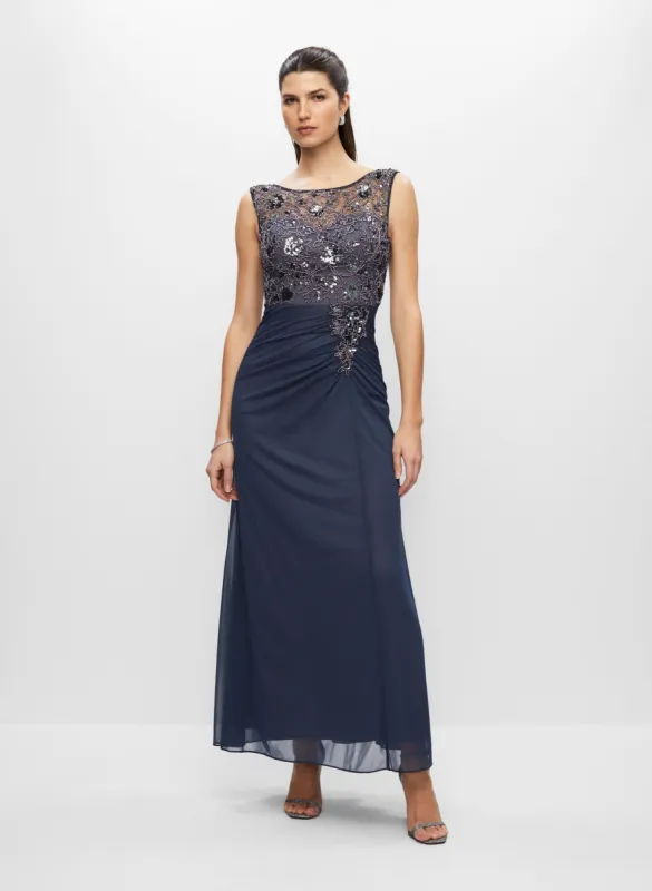 Sequin & Bead Mesh Evening Dress sold by Melanie Lyne