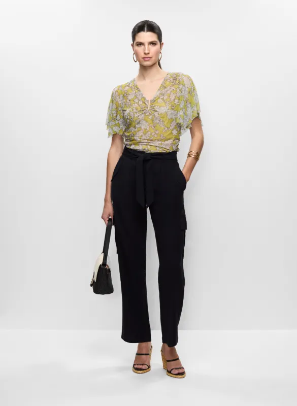 Flutter Sleeve Floral Top & Straight Leg Cargo Pants sold by Melanie Lyne