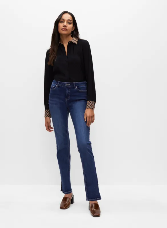 Stud Detail Straight Leg Jeans sold by Melanie Lyne