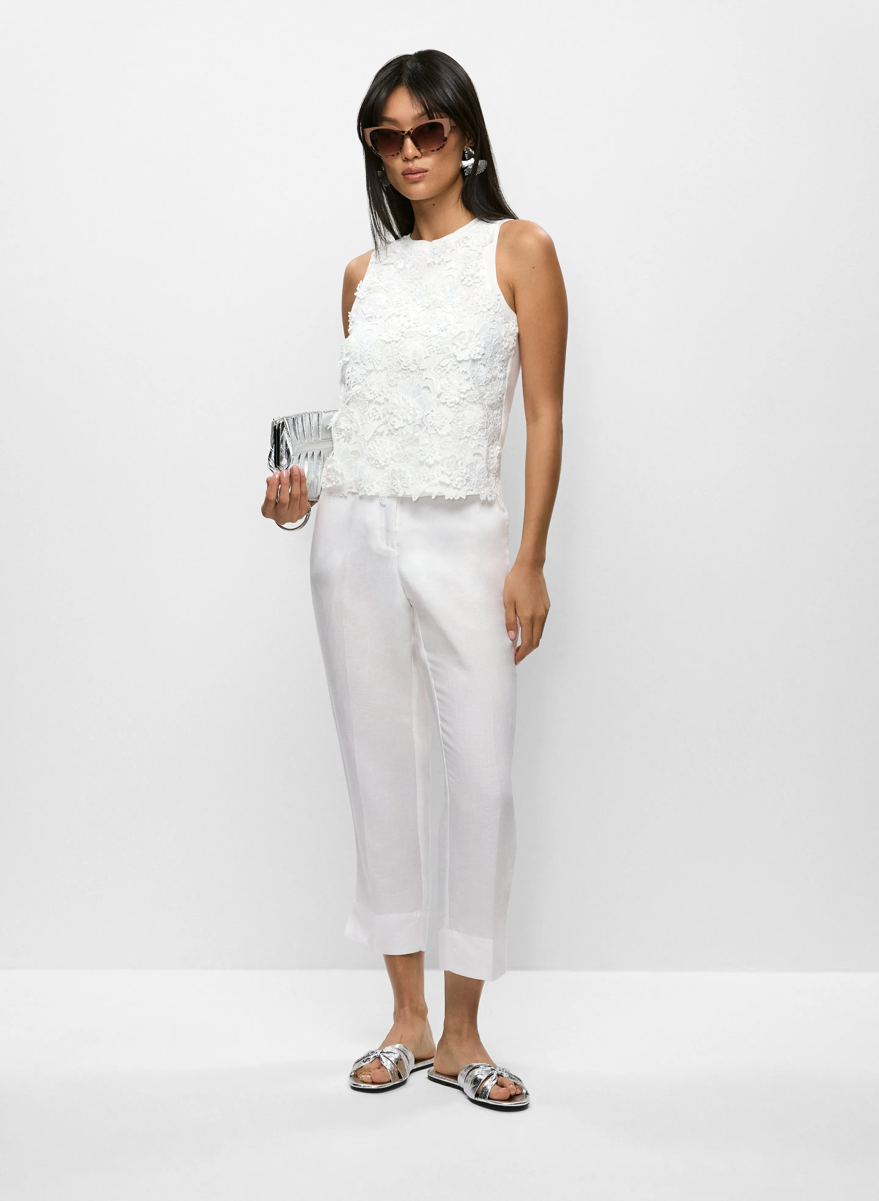 Lace Insert Sleeveless Top sold by Melanie Lyne product image thumbnail 3