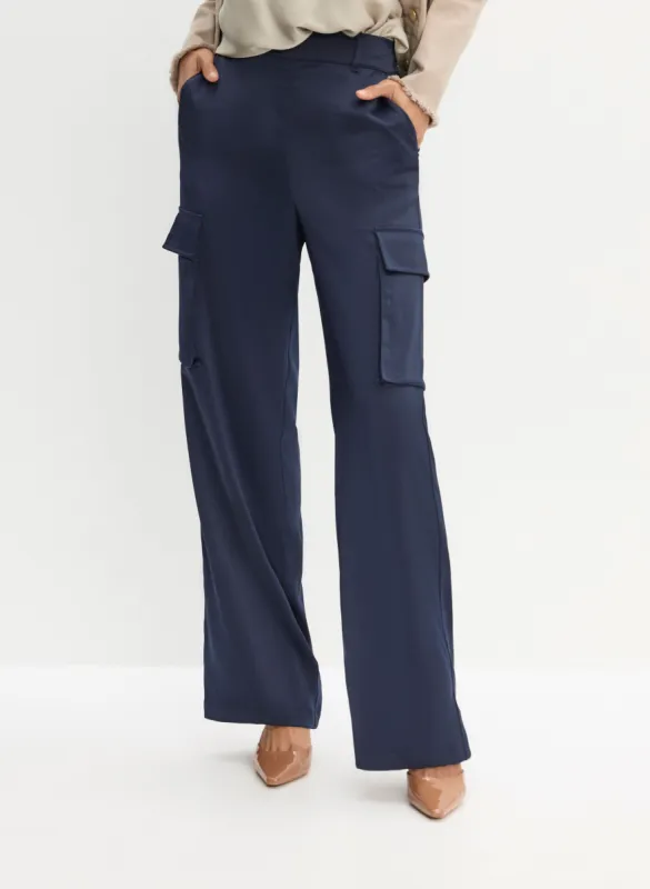 Satin Wide-Leg Cargo Pants sold by Melanie Lyne