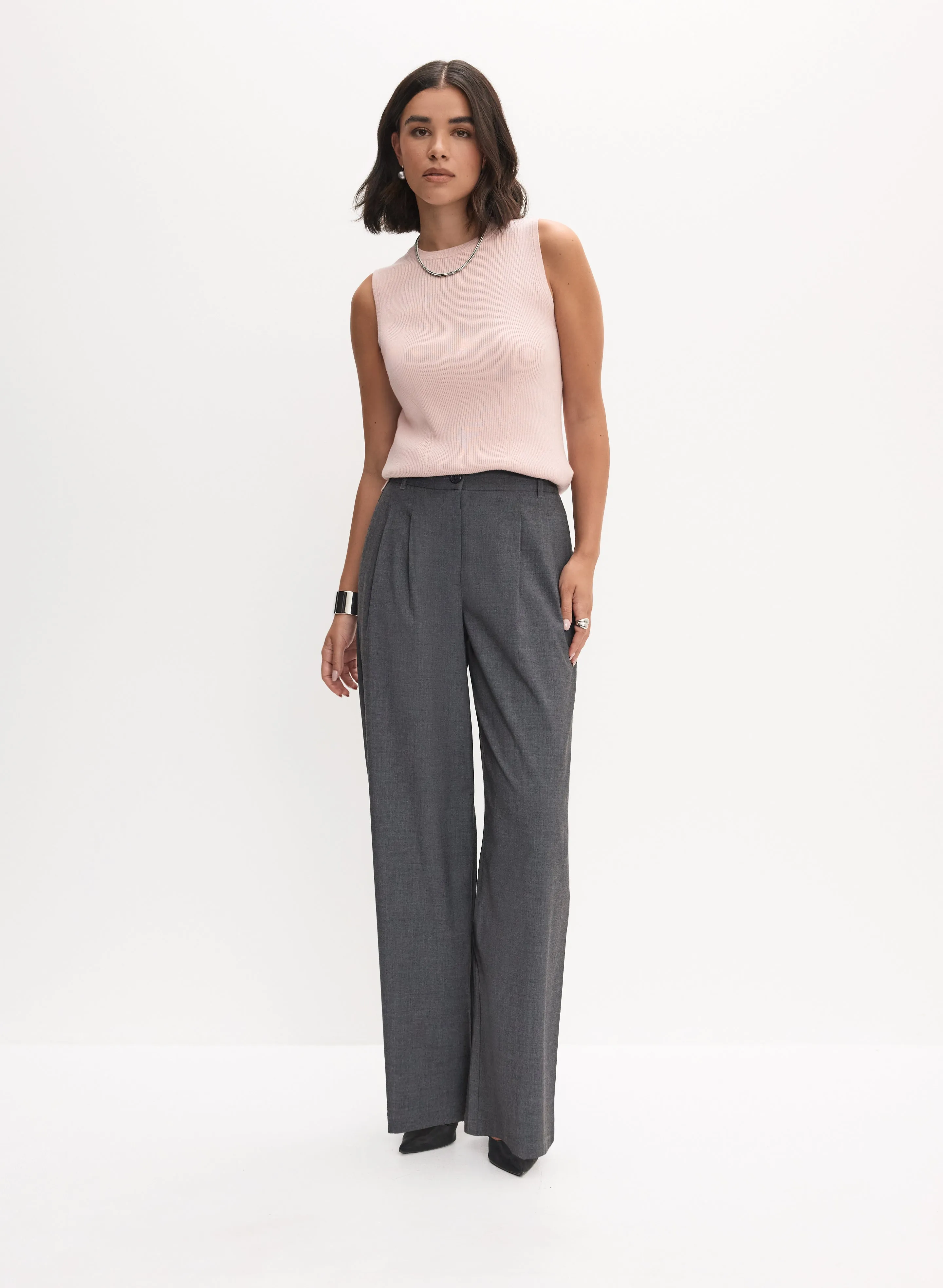 Ribbed Knit Tank Top & Wide Leg Pleated Pants sold by Melanie Lyne