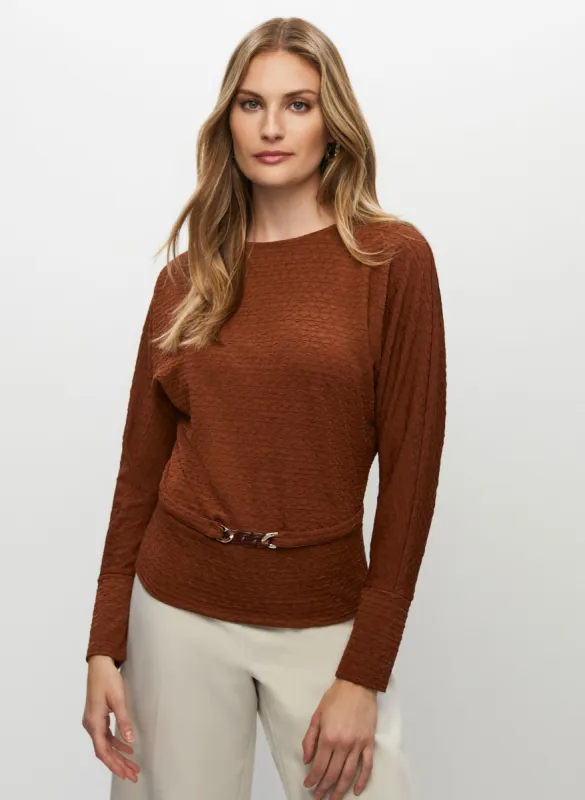 Textured Knit Belted Top sold by Melanie Lyne