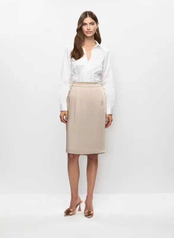 Corset Pintuck Blouse & Satin Pencil Skirt sold by Melanie Lyne