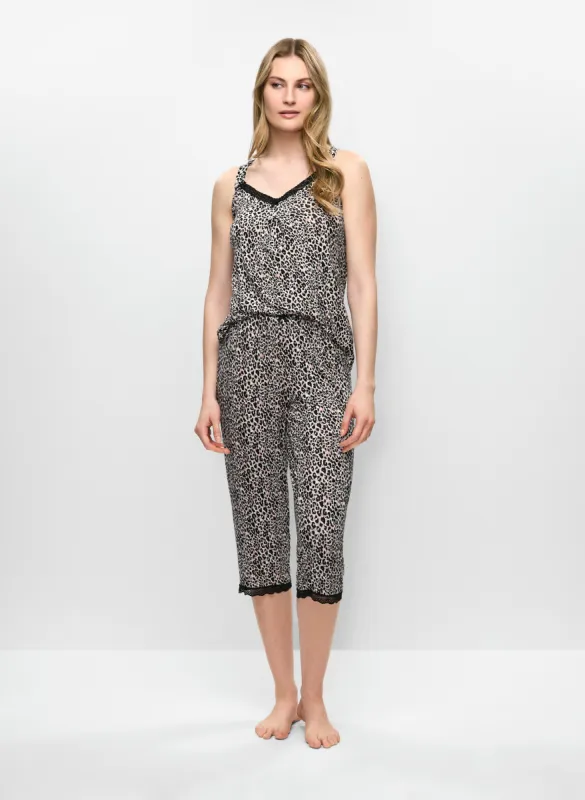Lace Trim Animal Print Pyjama Set sold by Melanie Lyne
