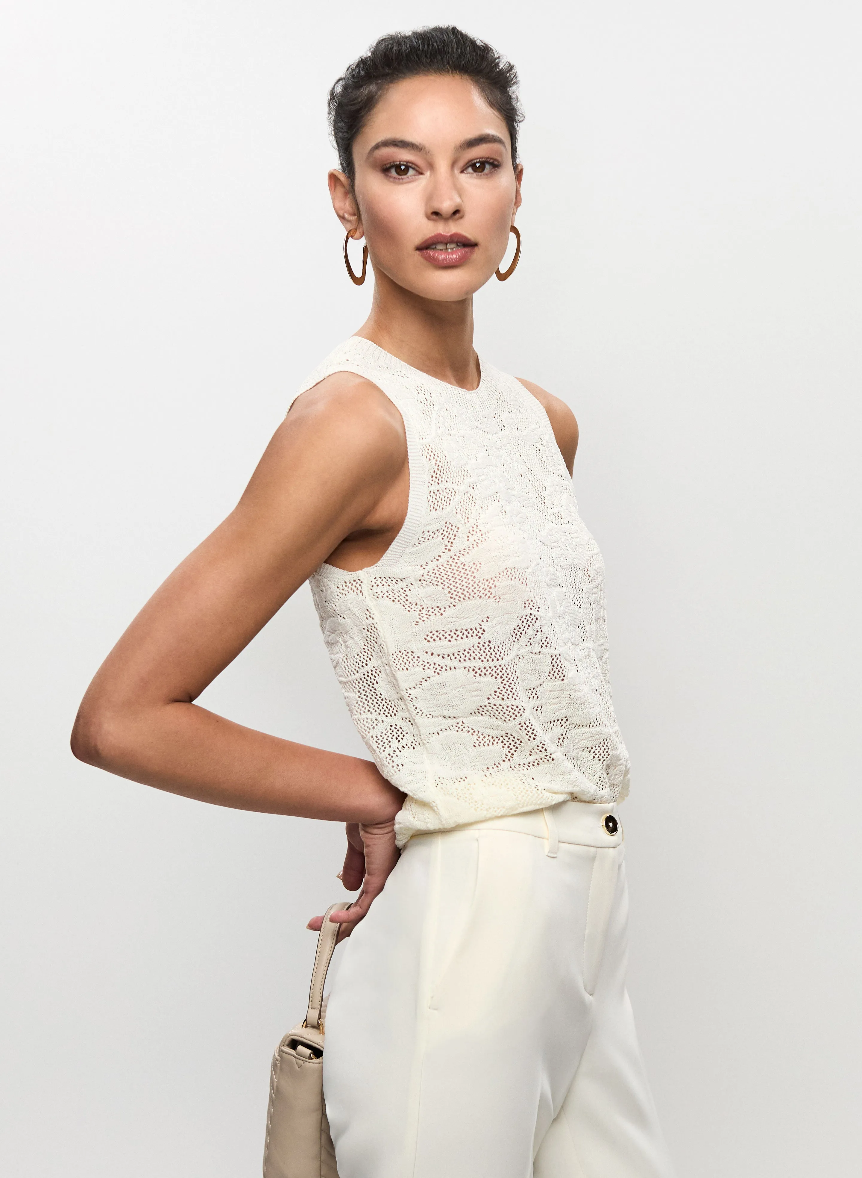 Floral Open-Knit Sleeveless Sweater sold by Melanie Lyne product image thumbnail 5