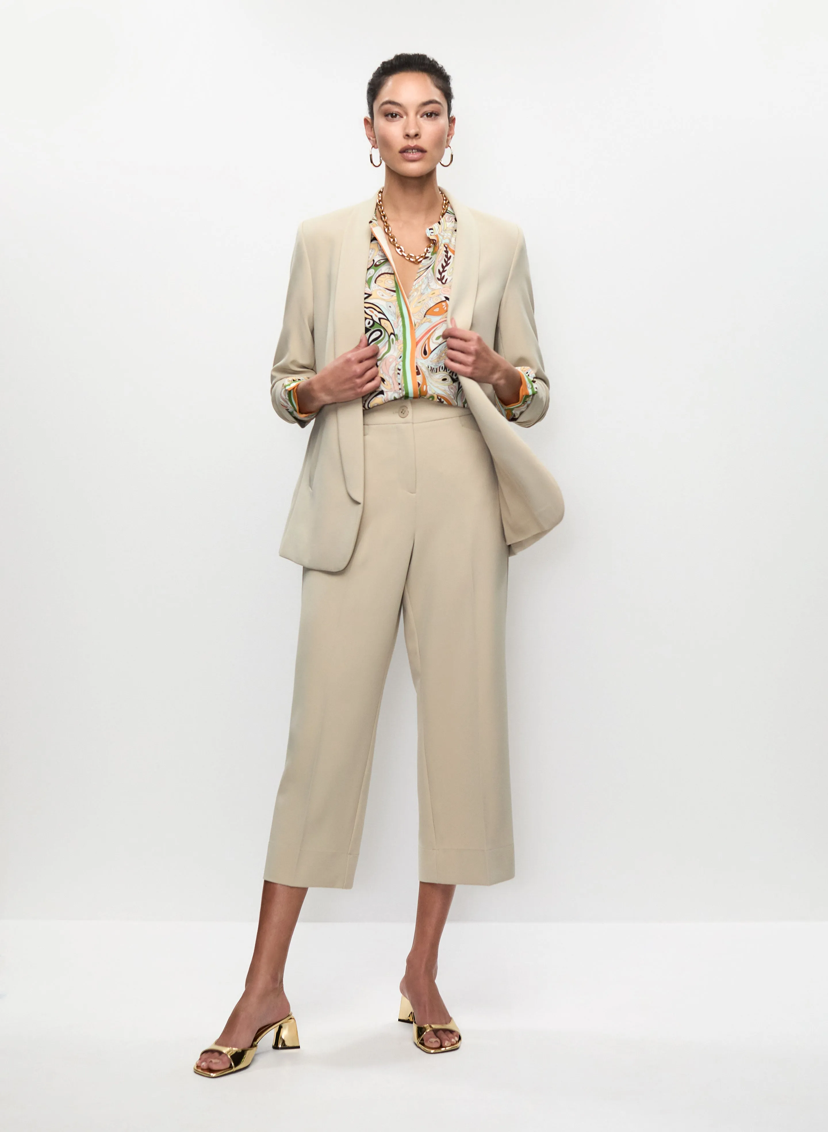 Ruched Sleeve Blazer & Wide Hem Culotte Pants sold by Melanie Lyne