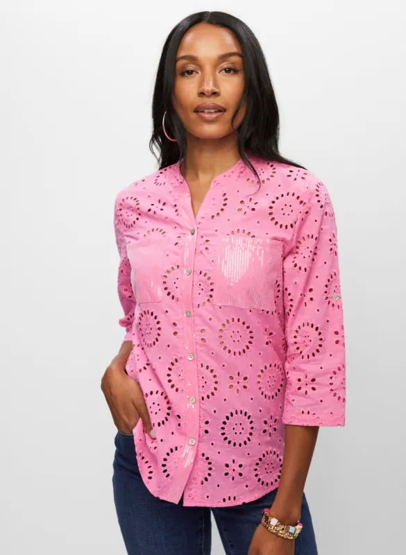 Sequin Pocket Eyelet Blouse sold by Melanie Lyne