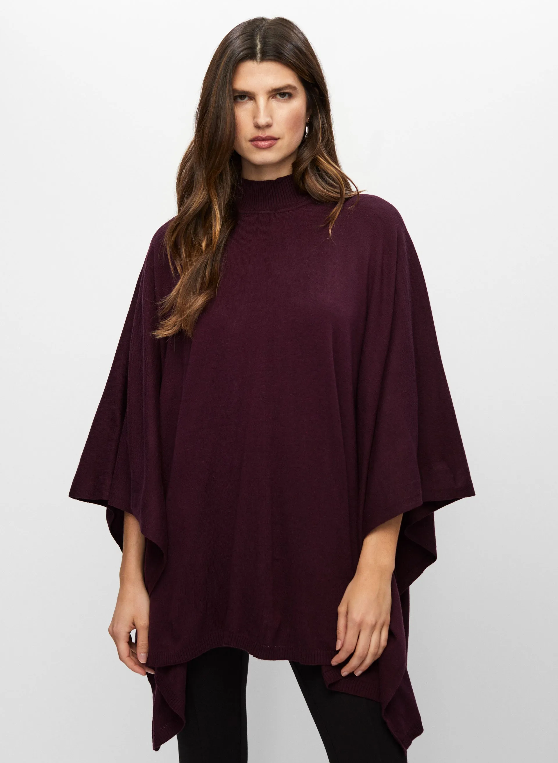 Asymmetrical Mock Neck Poncho sold by Melanie Lyne