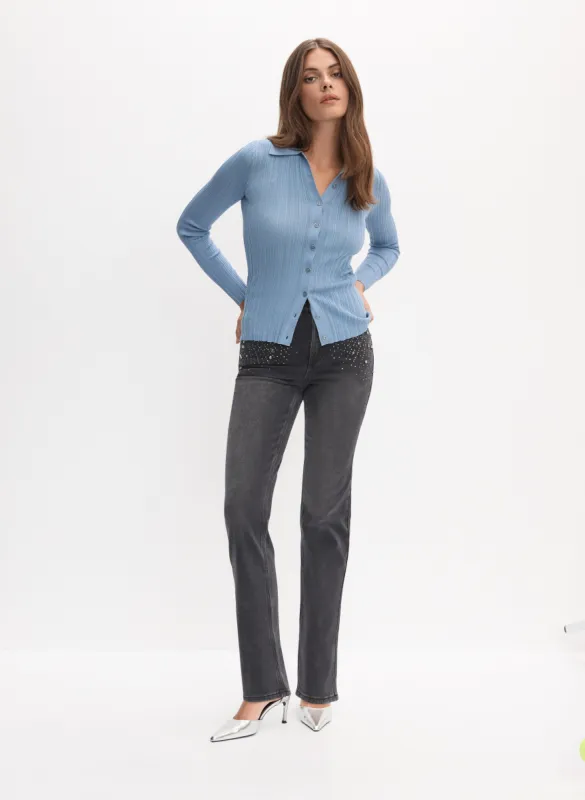 Button-Up Sweater & Rhinestone Detail Jeans sold by Melanie Lyne