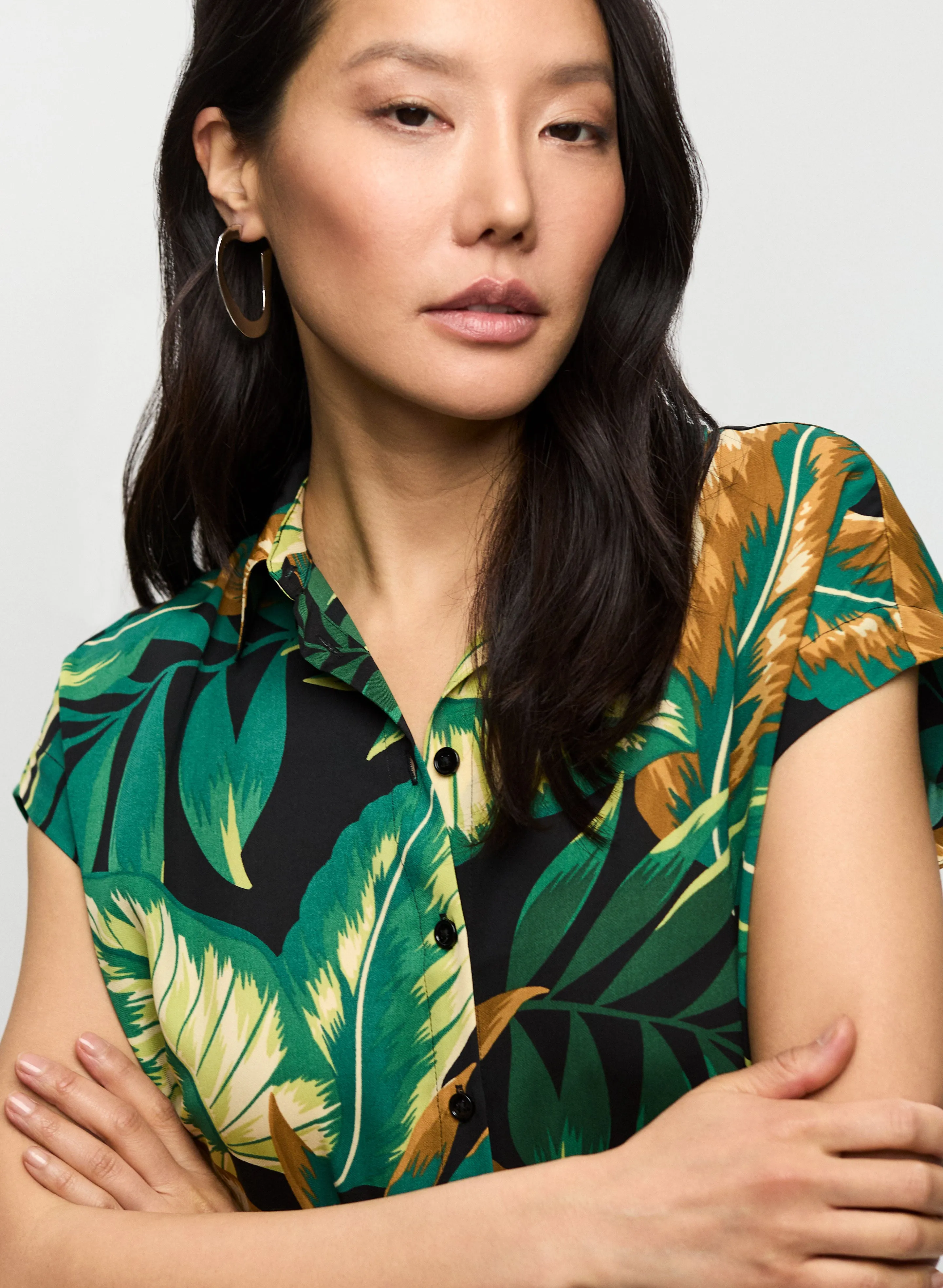 Palm Print Drawstring Hem Blouse sold by Melanie Lyne product image thumbnail 2