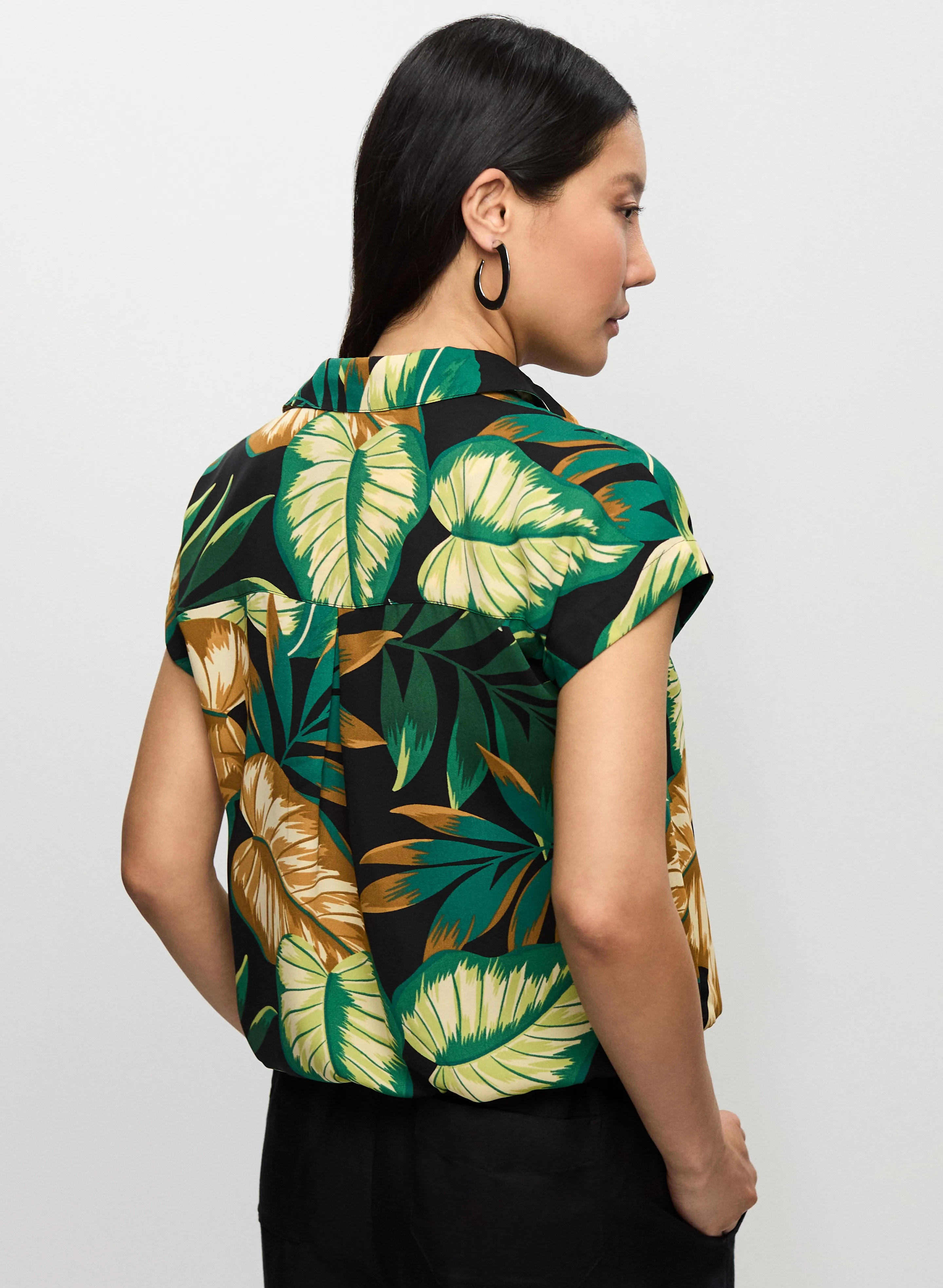 Palm Print Drawstring Hem Blouse sold by Melanie Lyne product image thumbnail 4