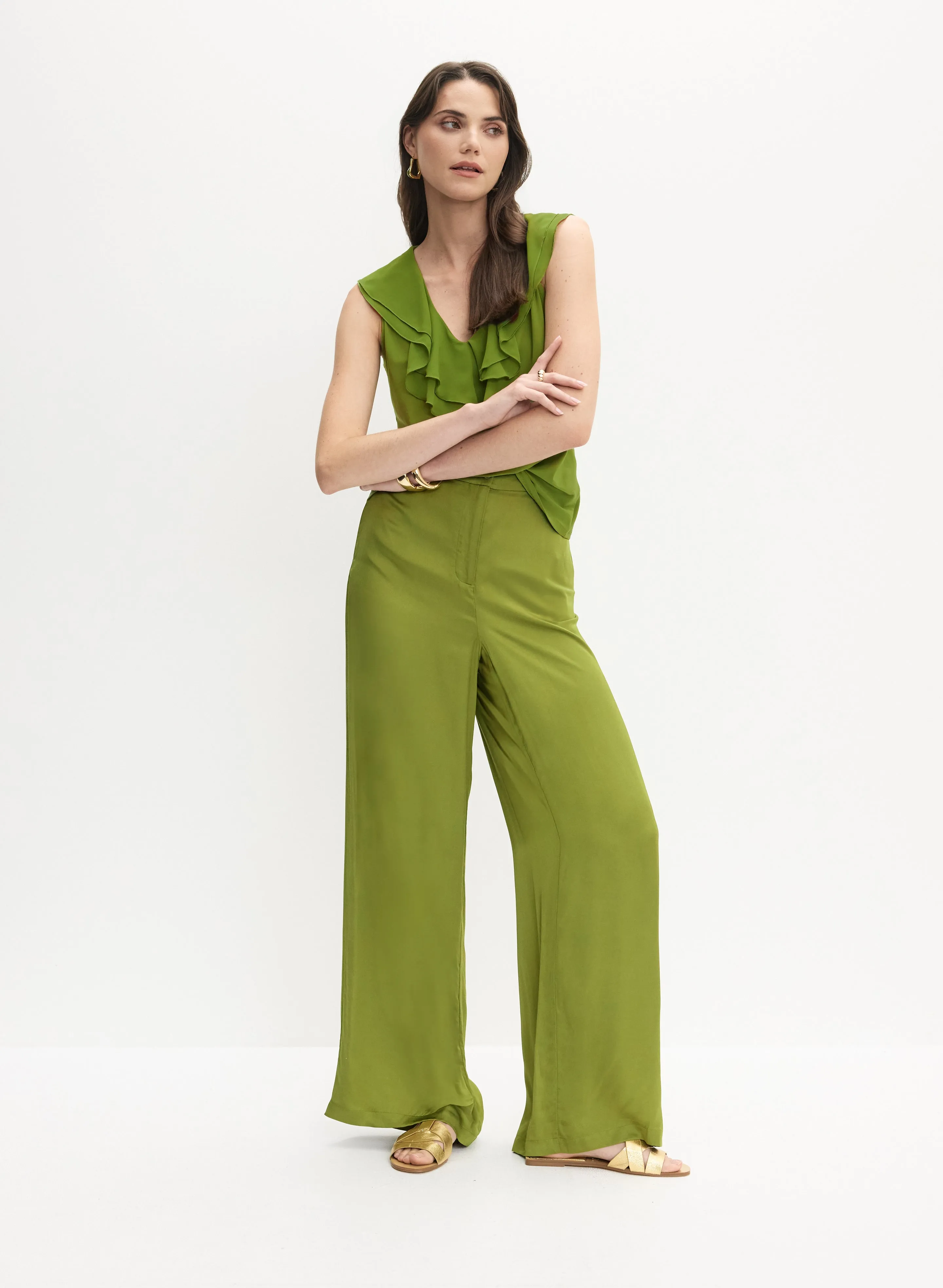 V-Neck Ruffle Detail Tank Top sold by Melanie Lyne product image thumbnail 3