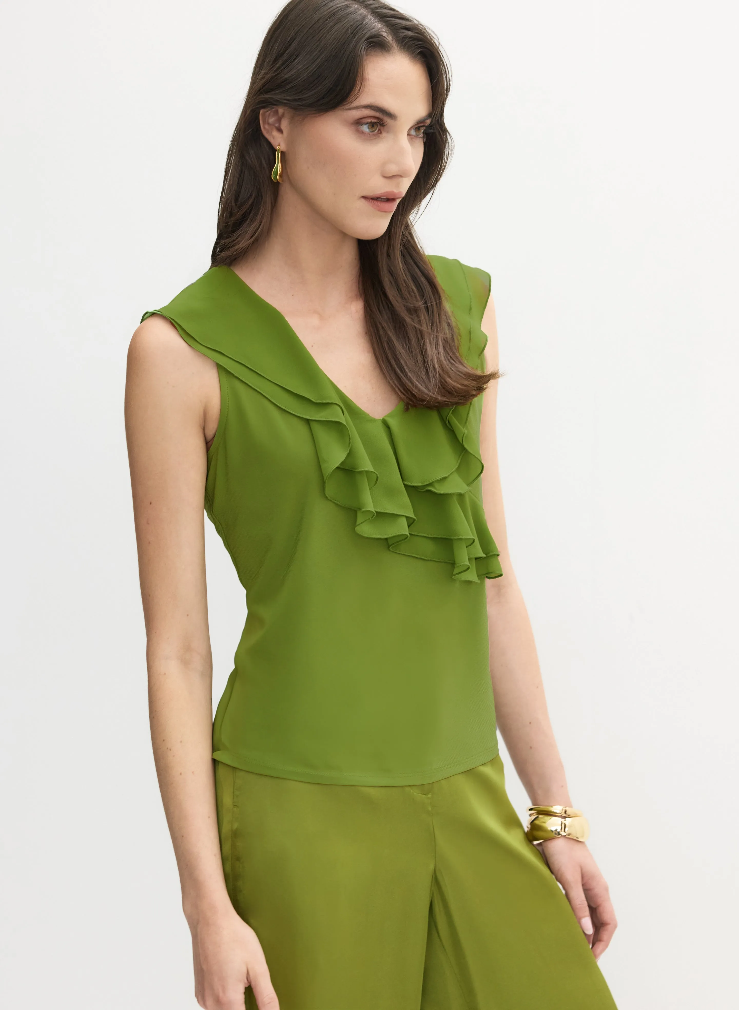 V-Neck Ruffle Detail Tank Top sold by Melanie Lyne product image thumbnail 5