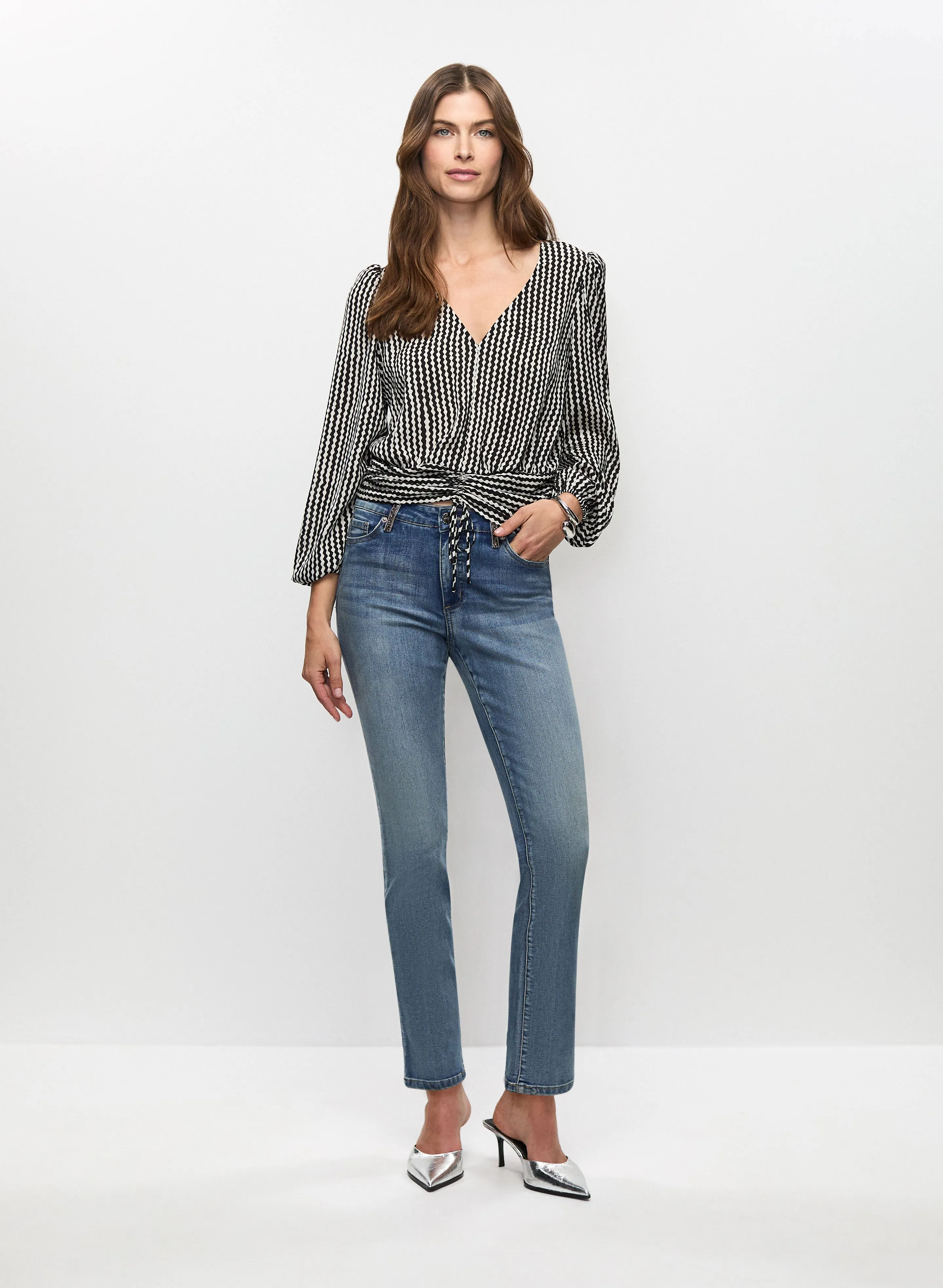 Wavy Pattern Blouse & Straight Leg Jeans sold by Melanie Lyne
