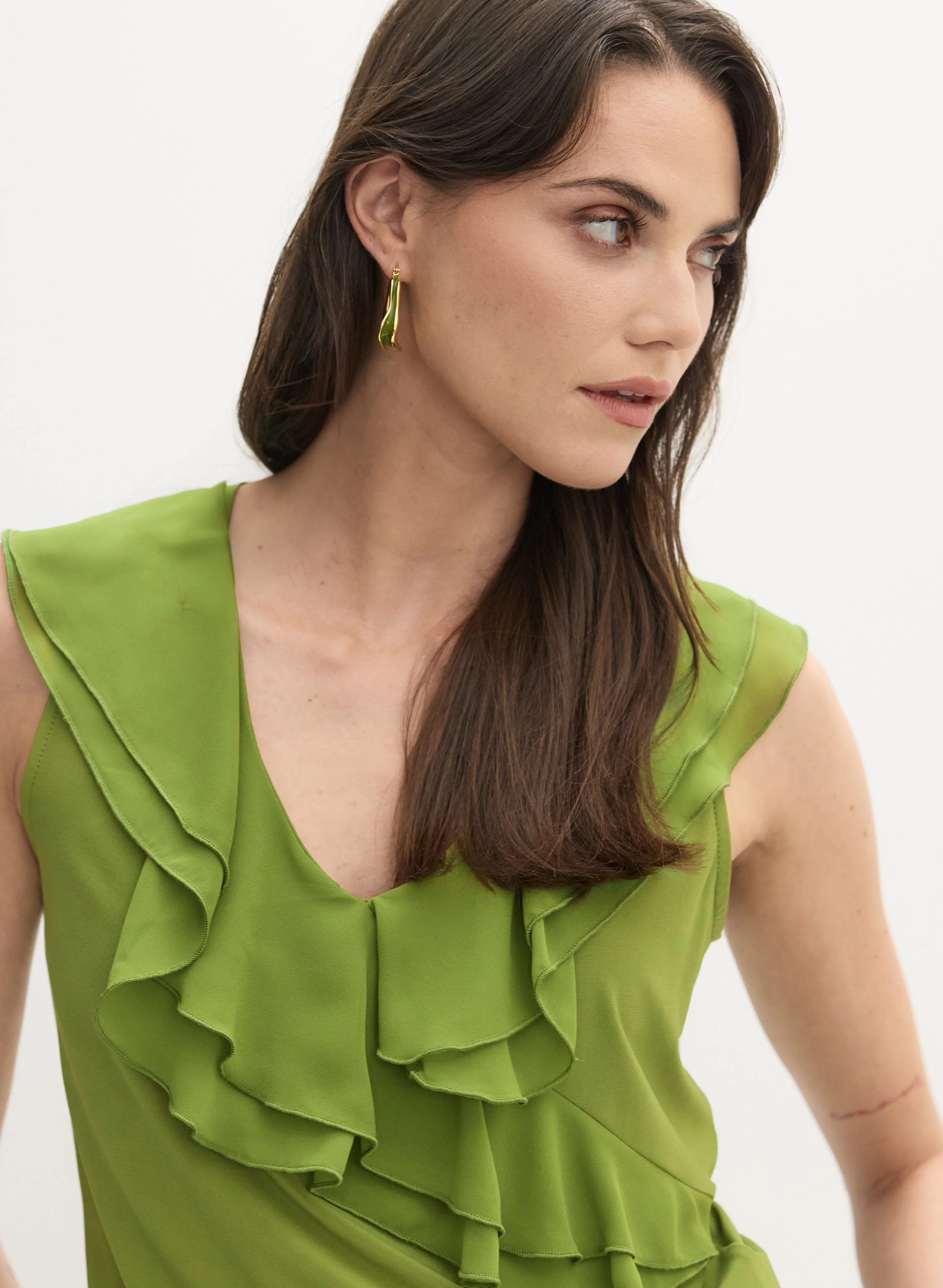 V-Neck Ruffle Detail Tank Top sold by Melanie Lyne product image thumbnail 2