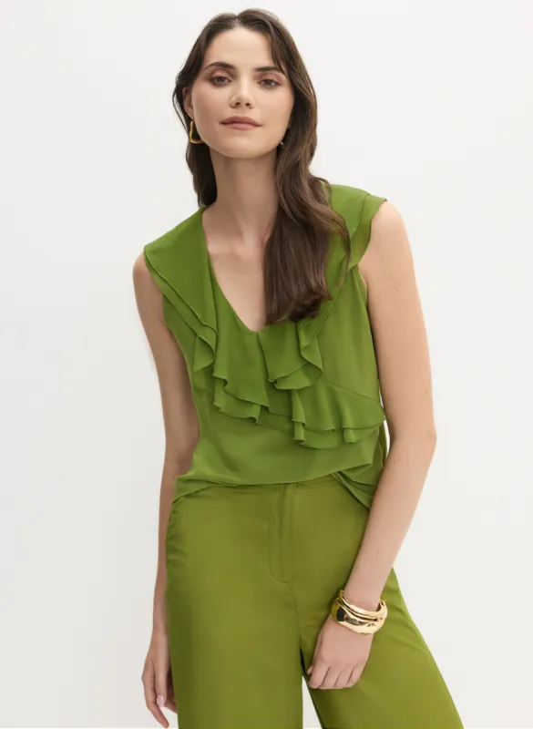 V-Neck Ruffle Detail Tank Top sold by Melanie Lyne