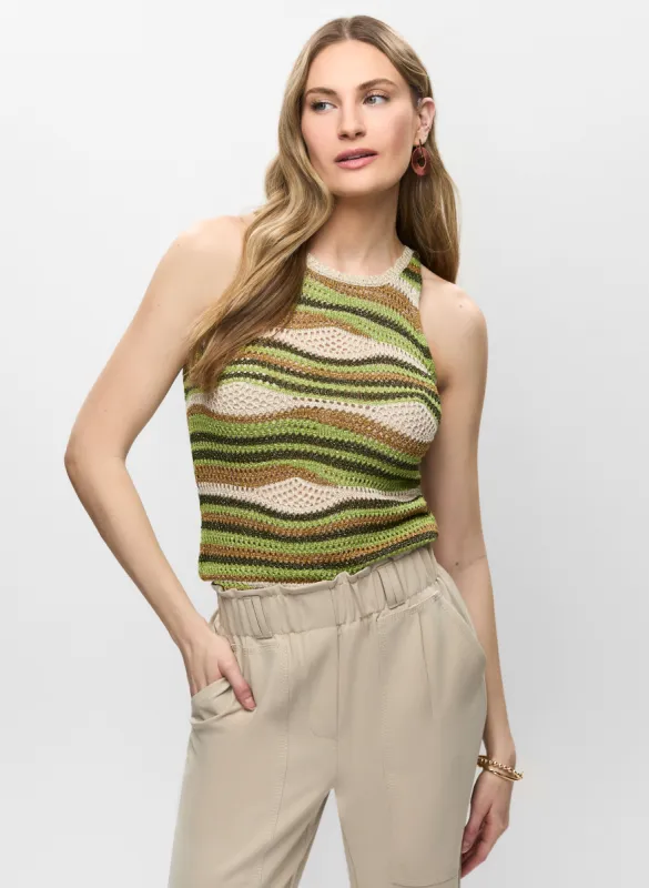 Striped Sleeveless Open-Knit Top sold by Melanie Lyne