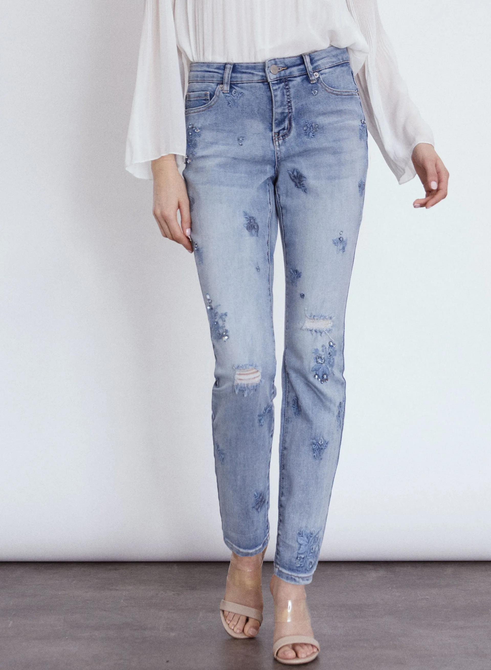 Embroidered Slim Leg Jeans sold by Melanie Lyne
