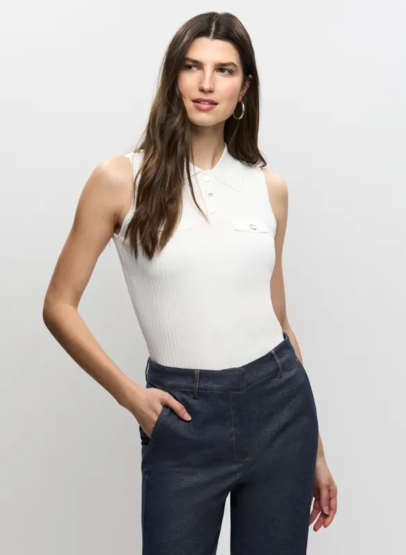 Sleeveless Knit Polo Top sold by Melanie Lyne